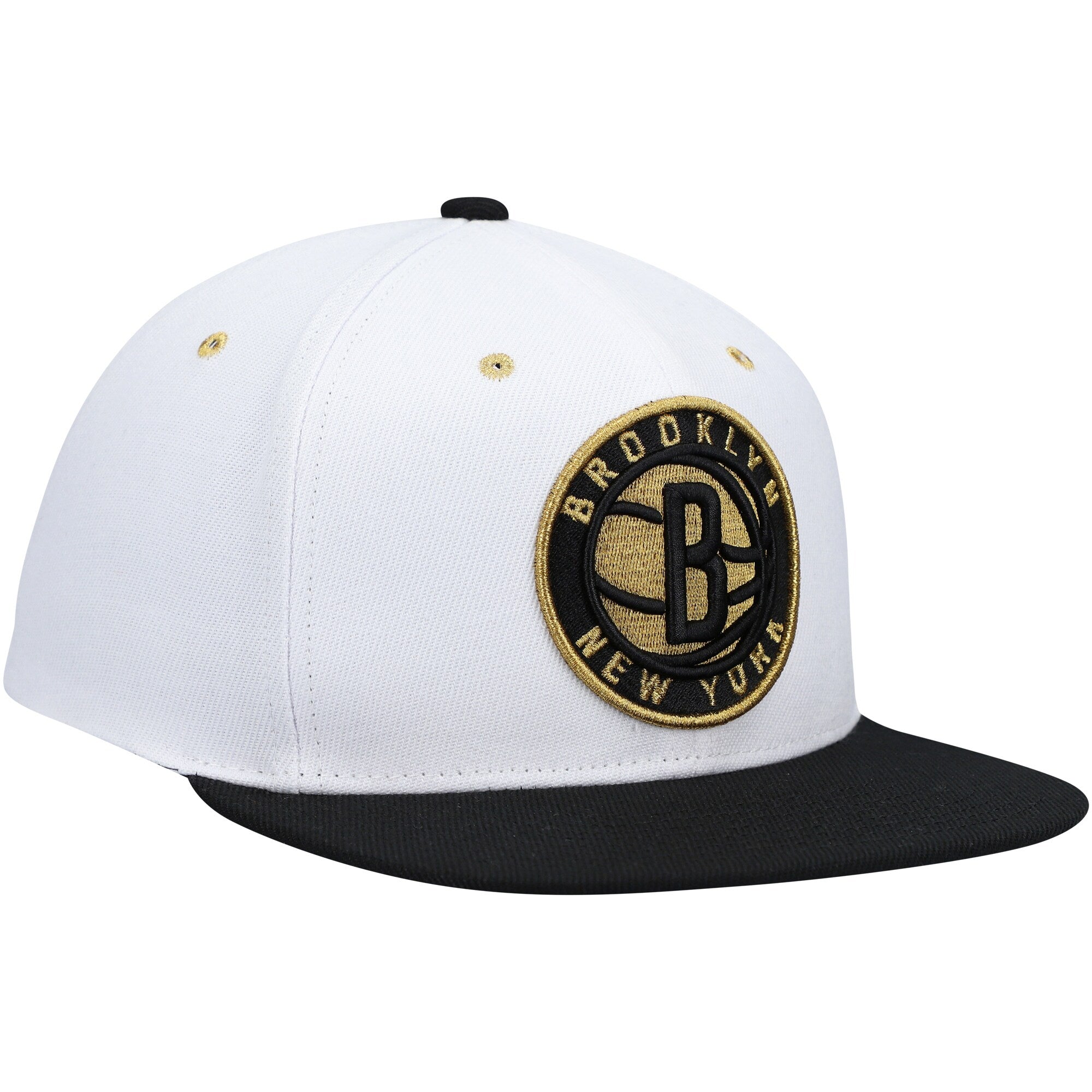 MENS MITCHELL & NESS NBA WHITE GOLD POP SNAPBACK NETS - WHITE