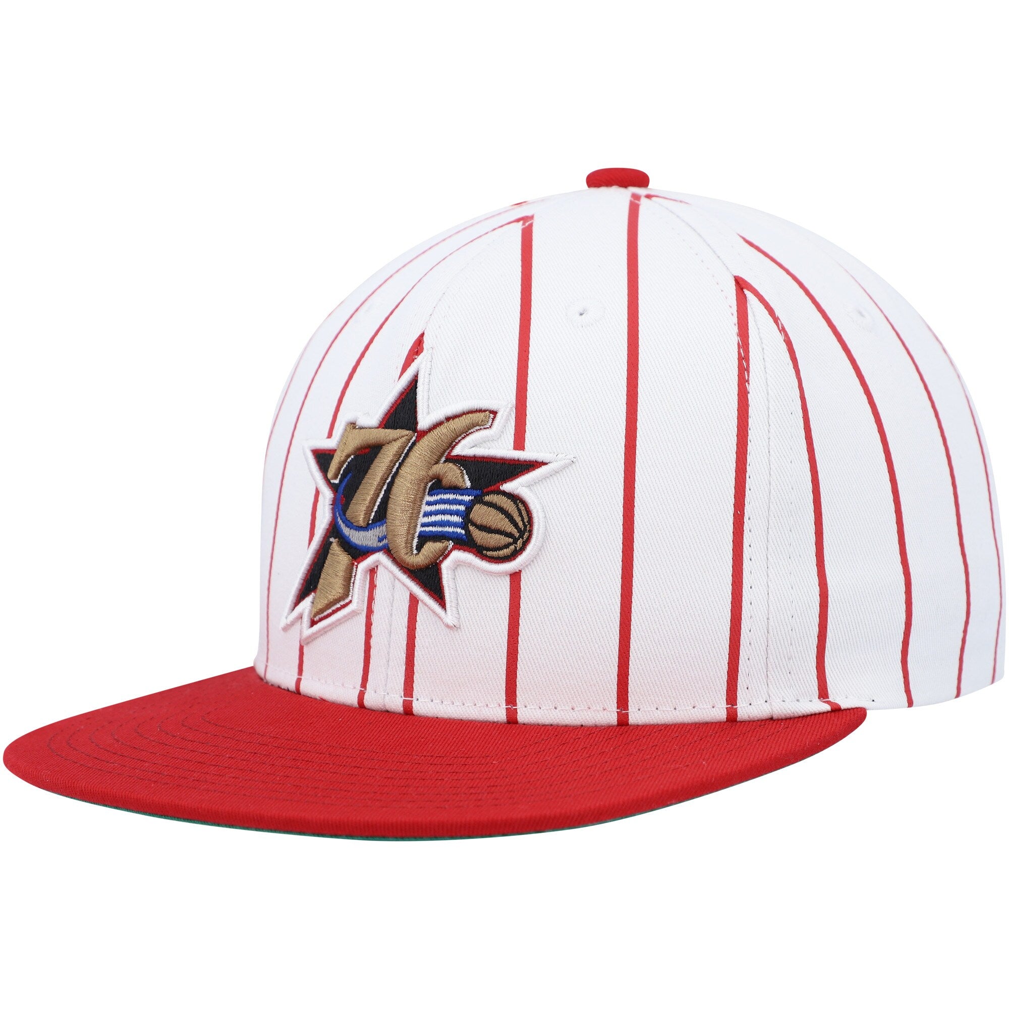 MENS MITCHELL & NESS NBA RETRO PINSTRIPE SNAPBACK HWC 76ERS - WHITE