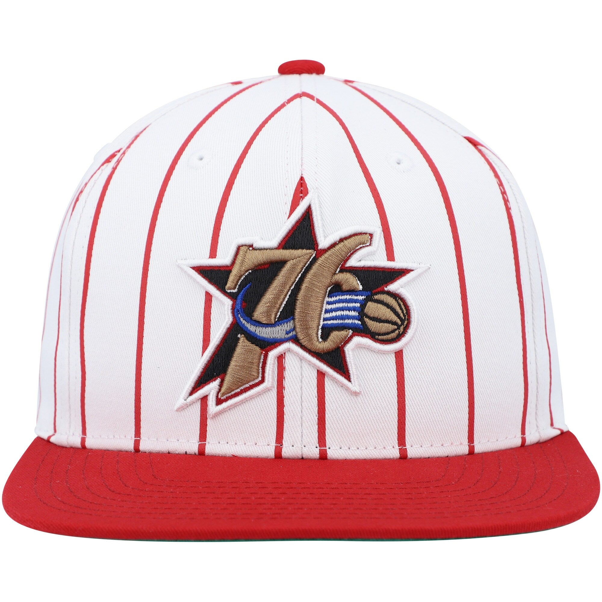 MENS MITCHELL & NESS NBA RETRO PINSTRIPE SNAPBACK HWC 76ERS - WHITE