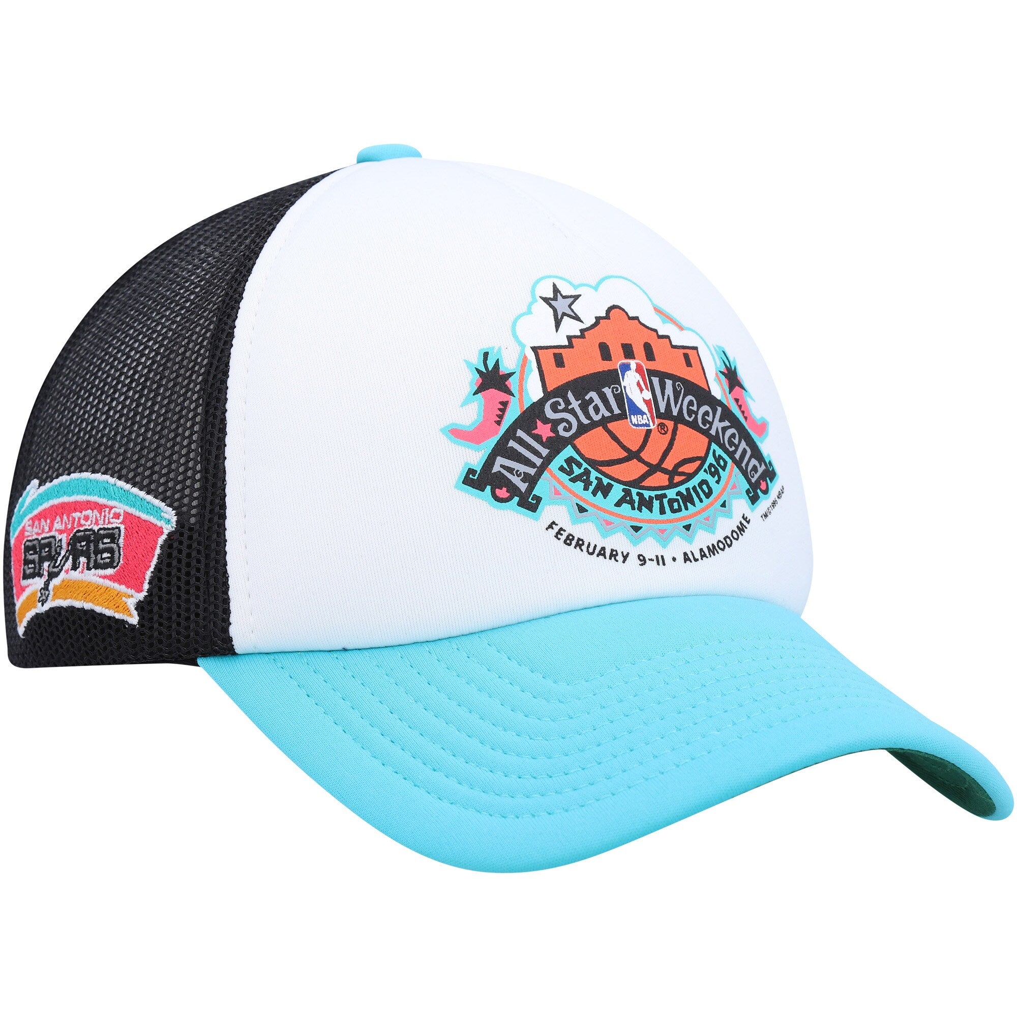 Mens MITCHELL & NESS NBA PARTY TIME TRUCKER SNAPBACK HWC SPURS