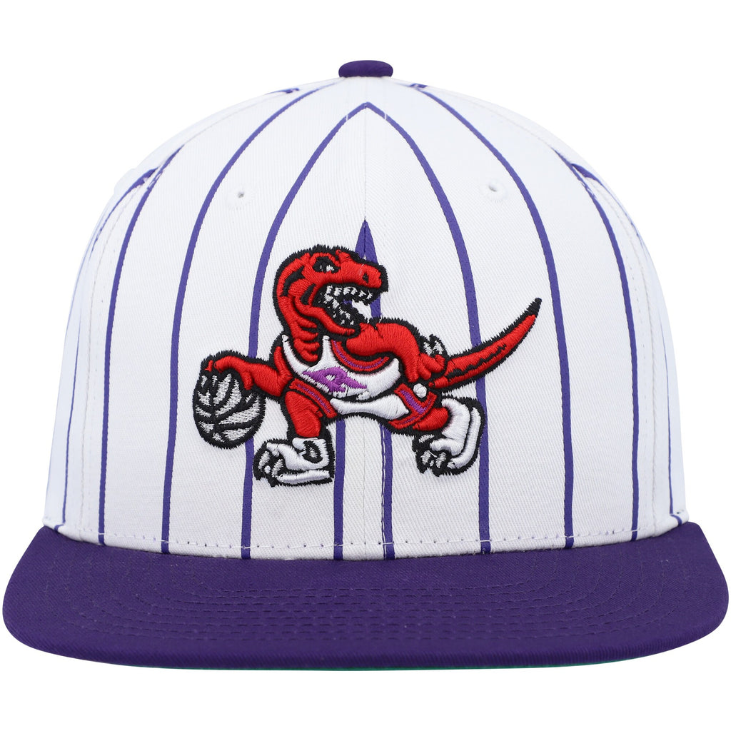 MENS MITCHELL & NESS NBA RETRO PINSTRIPE SNAPBACK HWC RAPTORS - WHITE