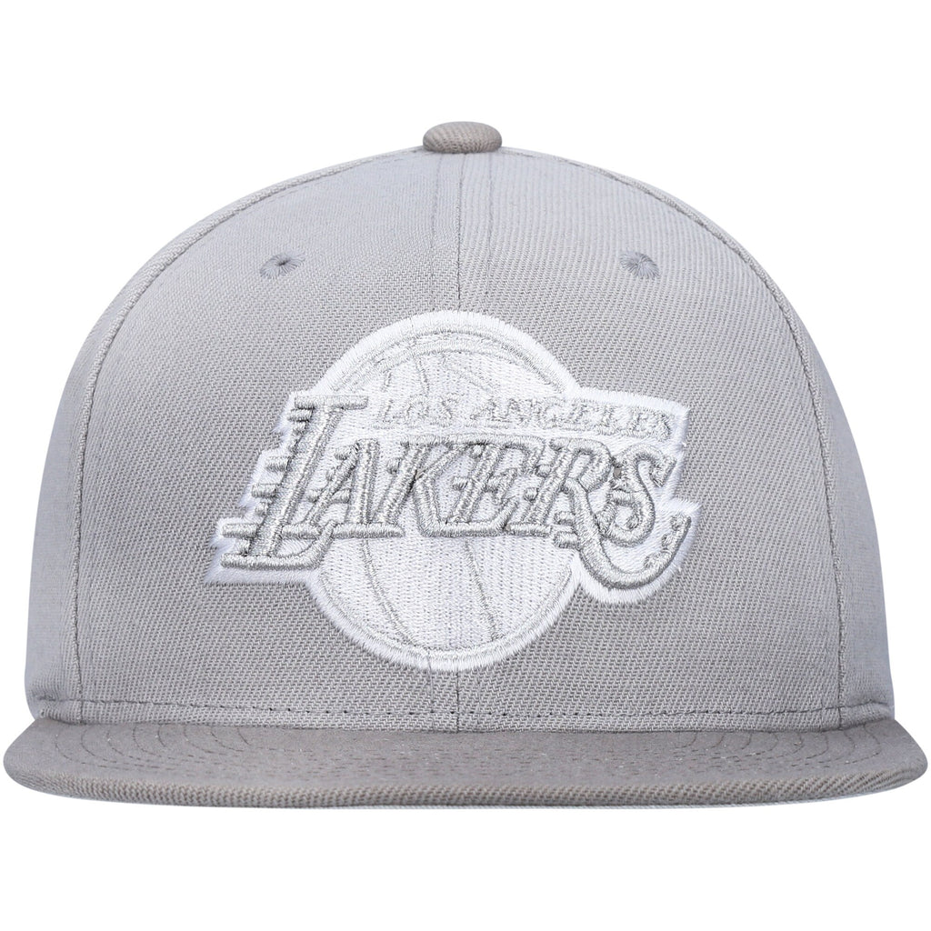 MENS MITCHELL & NESS NBA METALLIC GRAY SNAPBACK LAKERS - GREY