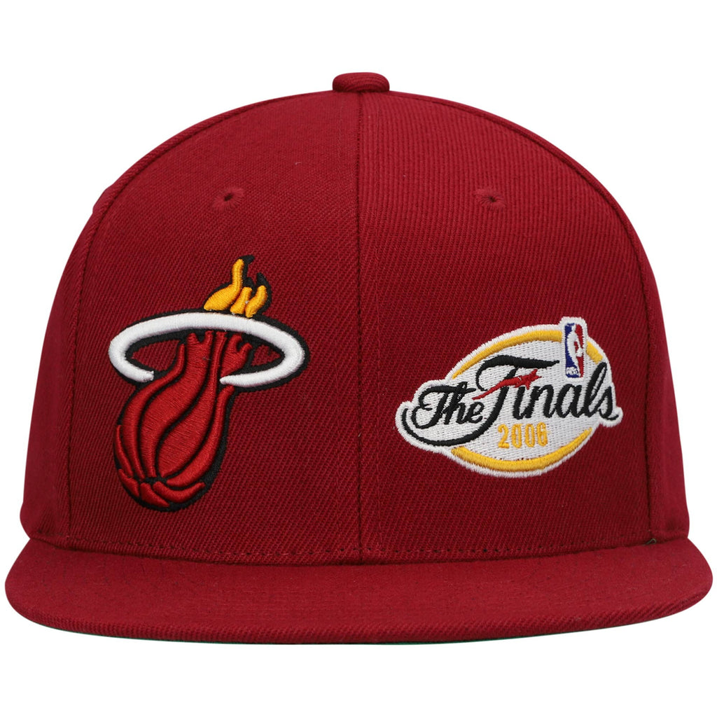 MENS MITCHELL & NESS NBA DUAL WHAMMY SNAPBACK HEAT - CARDINAL
