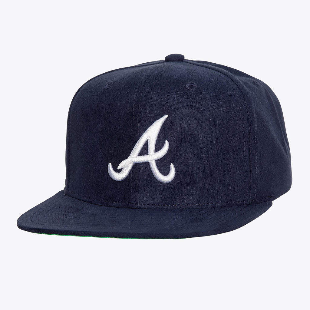 MENS MITCHELL & NESS MLB SWEET SUEDE SNAPBACK BRAVES - NAVY