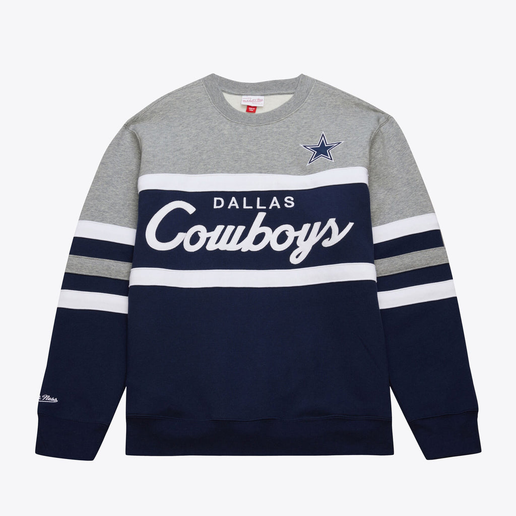 Mens Mitchell & Ness NFL HEAD COACH FLEECE CREW VINTAGE LOGO COWBOYS