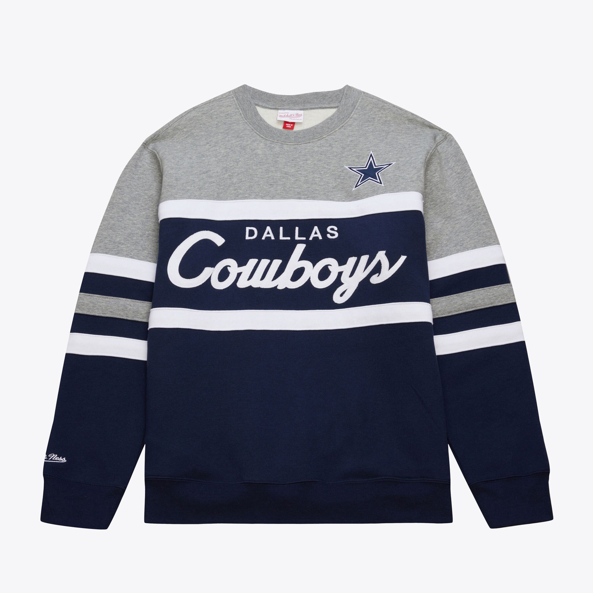 Mens Mitchell & Ness NFL HEAD COACH FLEECE CREW VINTAGE LOGO COWBOYS