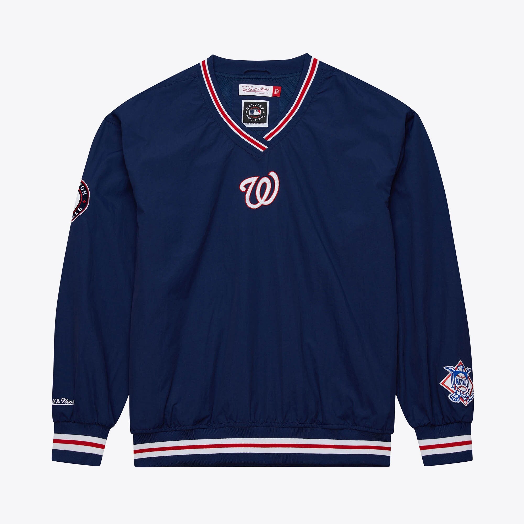 Mens Mitchell & Ness MLB CLASSIC NYLON PULLOVER CURRENT LOGO NATIONALS