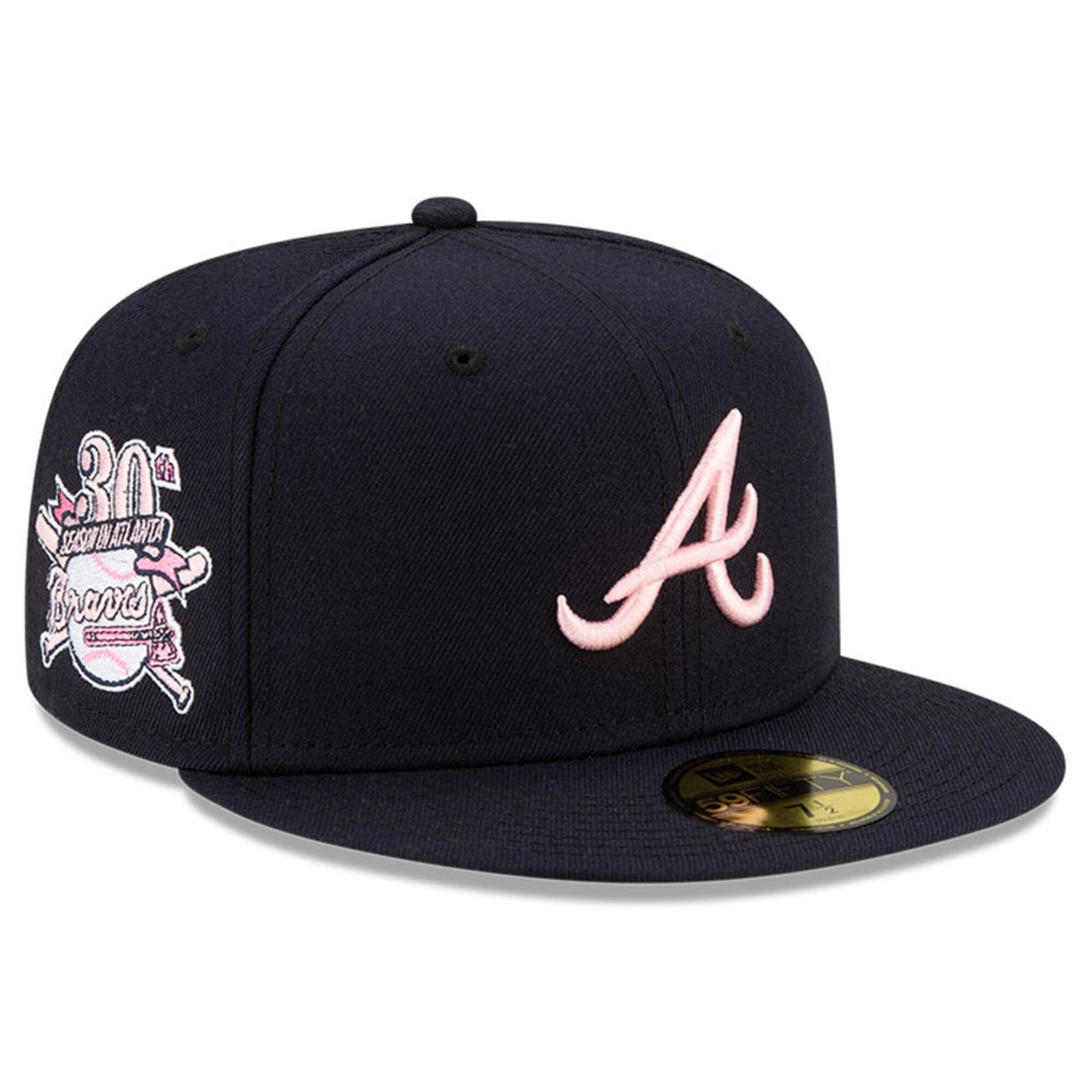 [70618592] Mens New Era MLB ATLANTA BRAVES 5950 FITTED '30TH SEASON' - NAVY/PINK