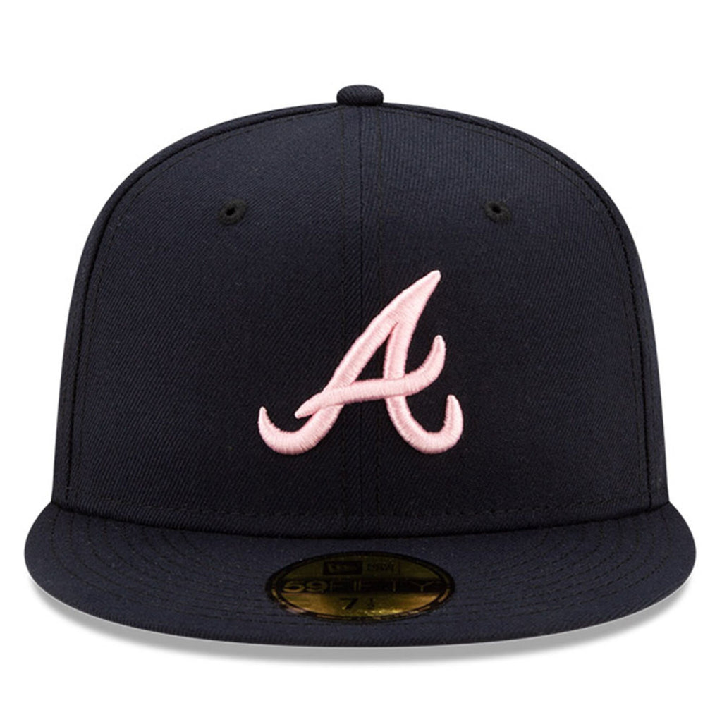 [70618592] Mens New Era MLB ATLANTA BRAVES 5950 FITTED '30TH SEASON' - NAVY/PINK