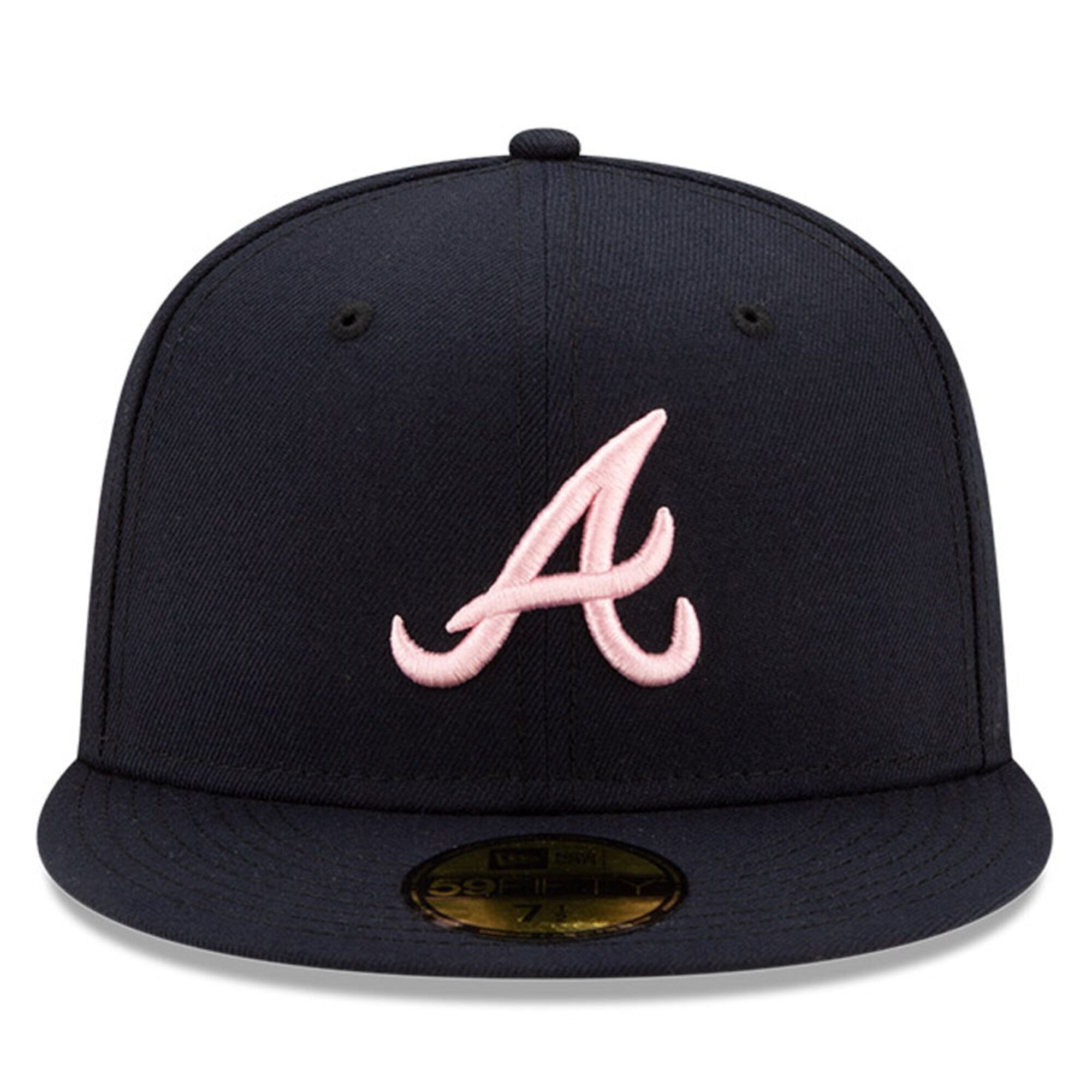 [70618592] Mens New Era MLB ATLANTA BRAVES 5950 FITTED '30TH SEASON' - NAVY/PINK