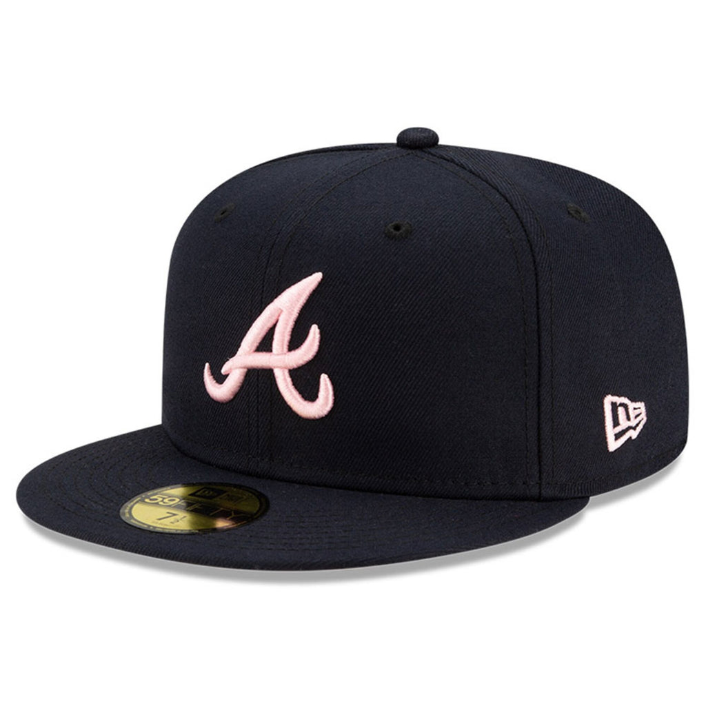 [70618592] Mens New Era MLB ATLANTA BRAVES 5950 FITTED '30TH SEASON' - NAVY/PINK
