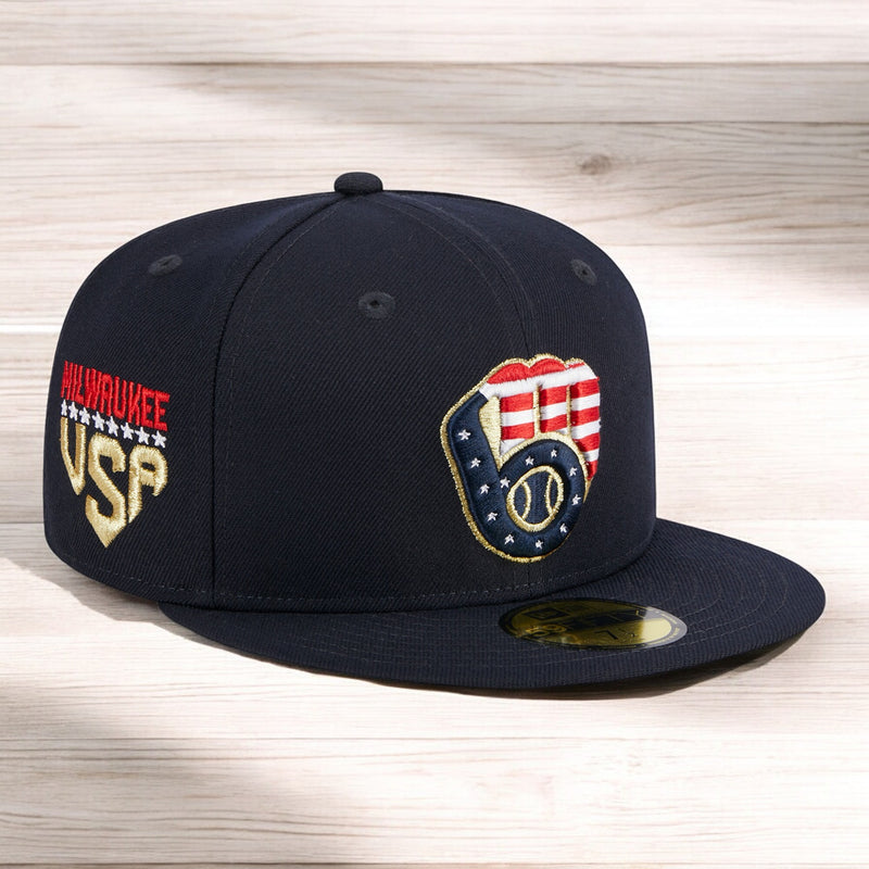 [60360512] MENS NEW ERA MLB MILWAUKEE BUCKS 5950 JULY 4TH FITTED - NAVY