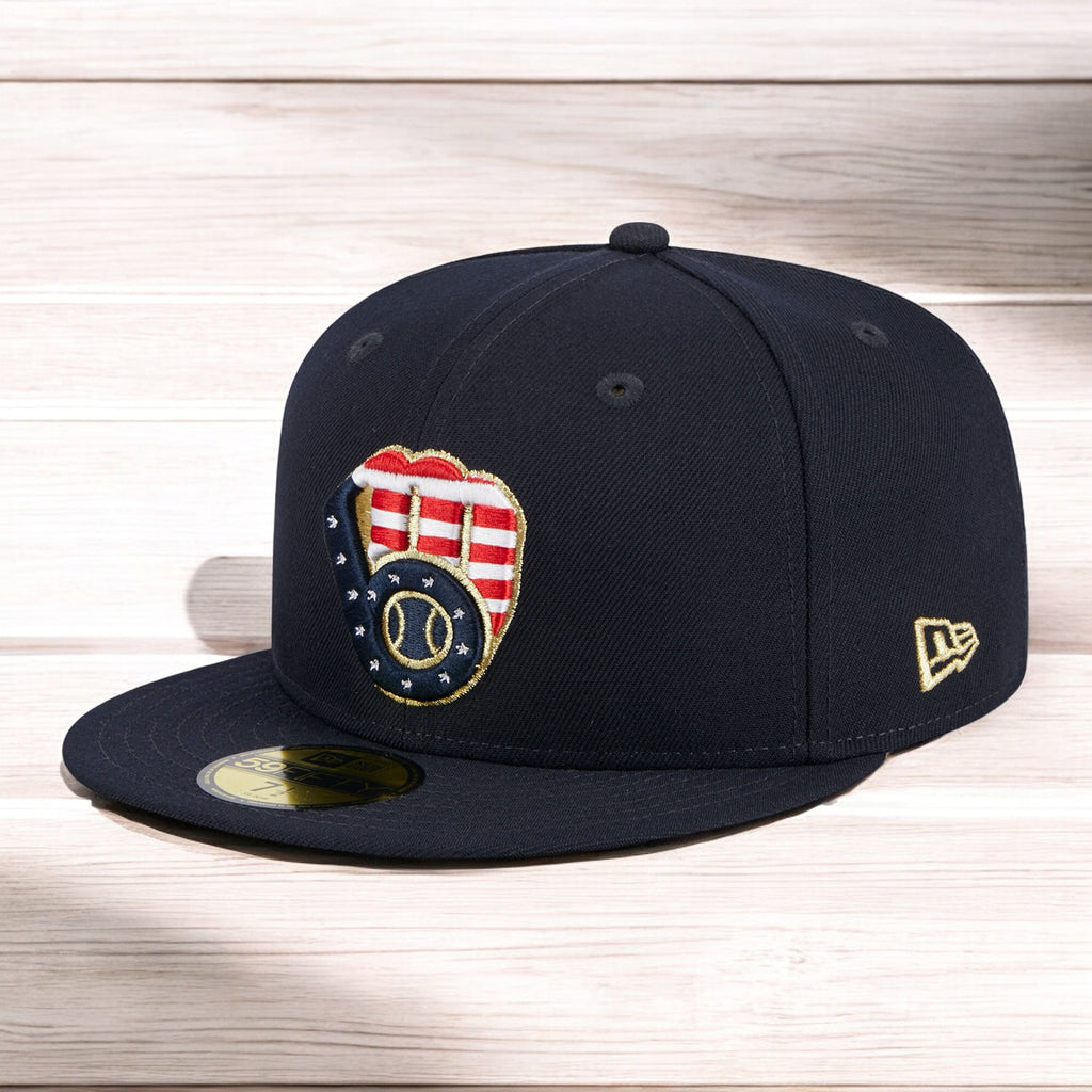 [60360512] MENS NEW ERA MLB MILWAUKEE BUCKS 5950 JULY 4TH FITTED - NAVY
