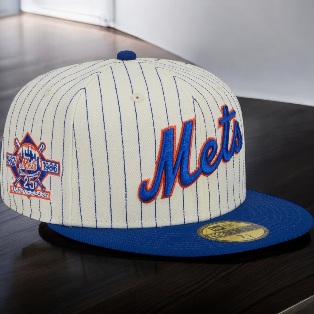 [60417774] MENS NEW ERA MLB NY METS 5950 RETRO SCRIPT FITTED - CREAM/BLUE