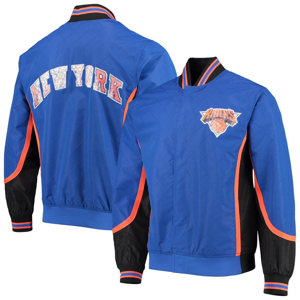 [OJBF1201-NYKYYPPPBLUE] MENS MITCHELL & NESS 75TH ANNI WARM UP JACKET KNICKS