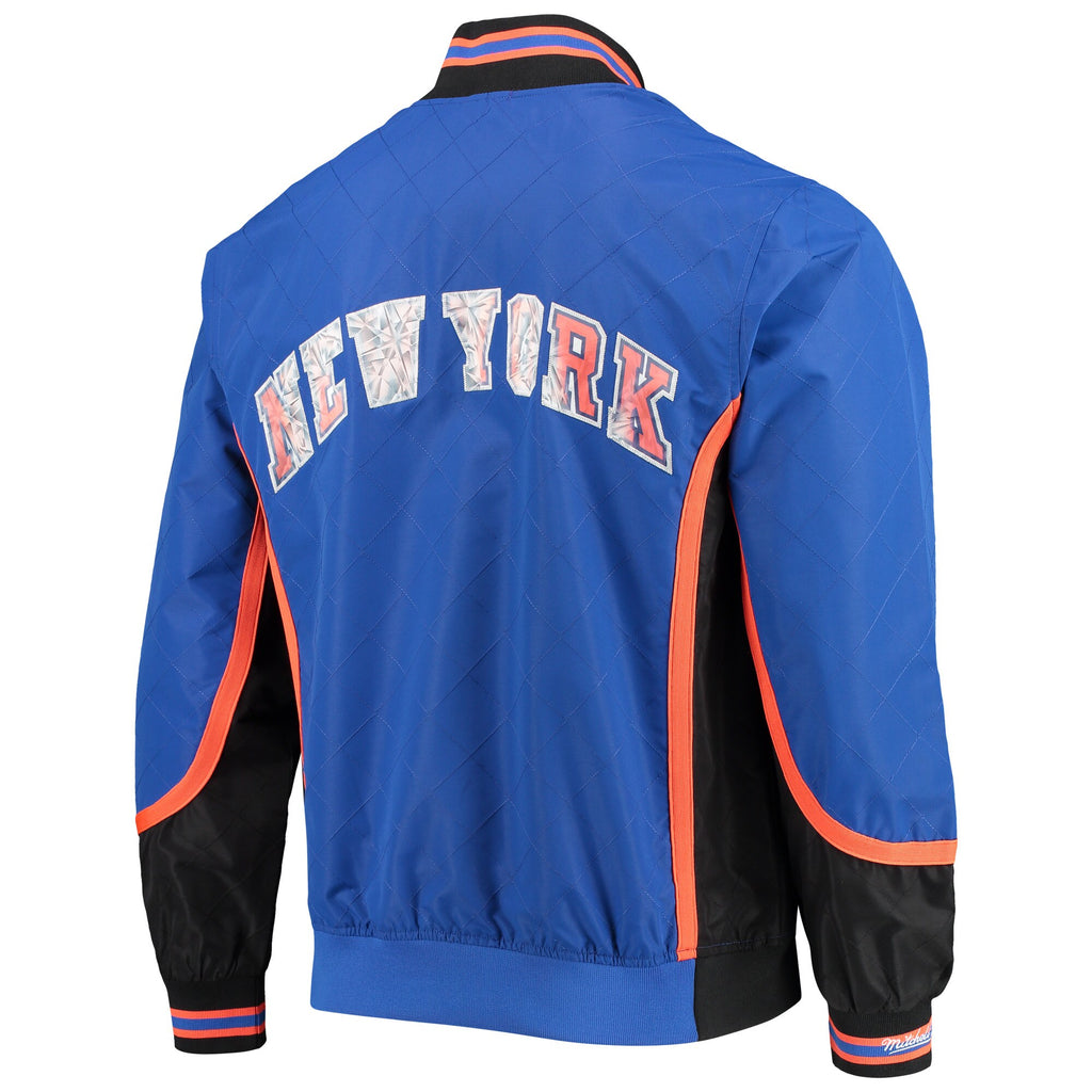 [OJBF1201-NYKYYPPPBLUE] MENS MITCHELL & NESS 75TH ANNI WARM UP JACKET KNICKS