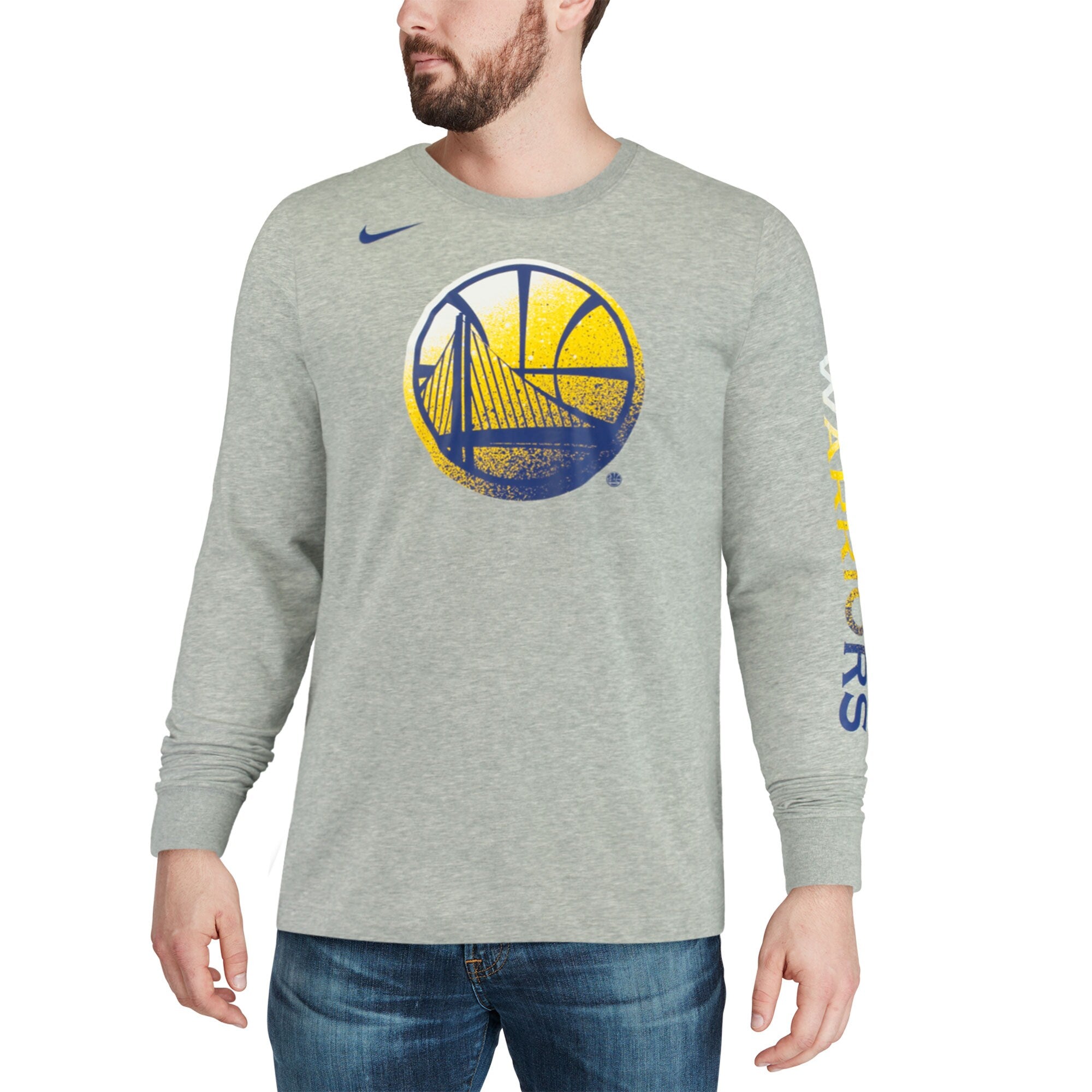 [AQ6798-063] Mens Nike NBA Golden State Warriors Mezzo Print Long Sleeve T-Shirt