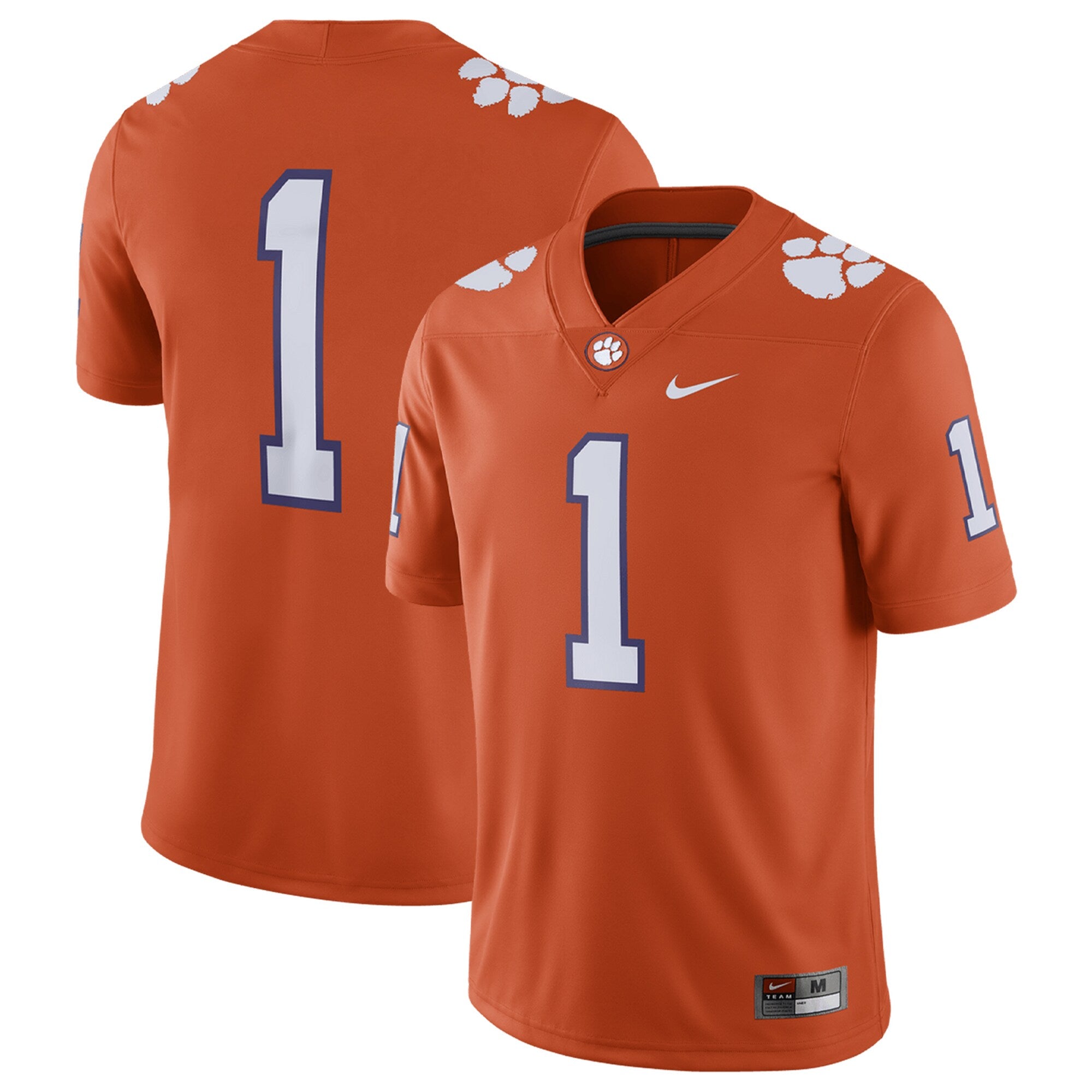 [AO9888-893] Mens Nike NCAA Clemson Tigers #1 Home Game Jersey