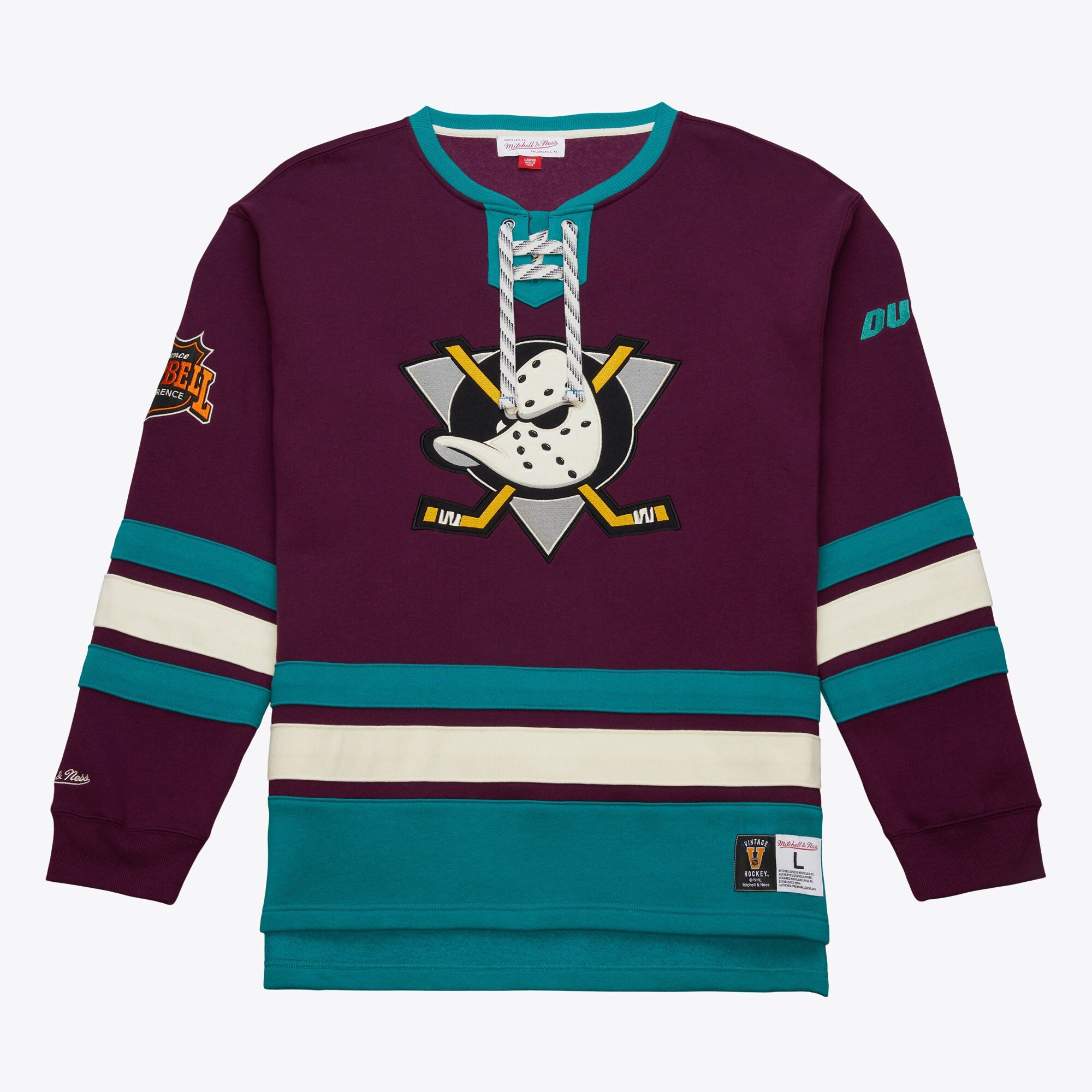 MENS MITCHELL & NESS NHL HERITAGE LACE-UP CREW VINTAGE LOGO DUCKS