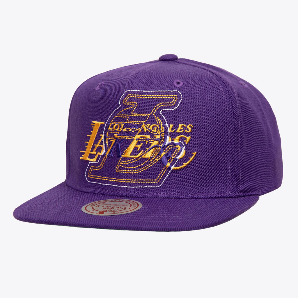 Mens Mitchell & Ness NBA DOUBLE UP SNAPBACK LAKERS