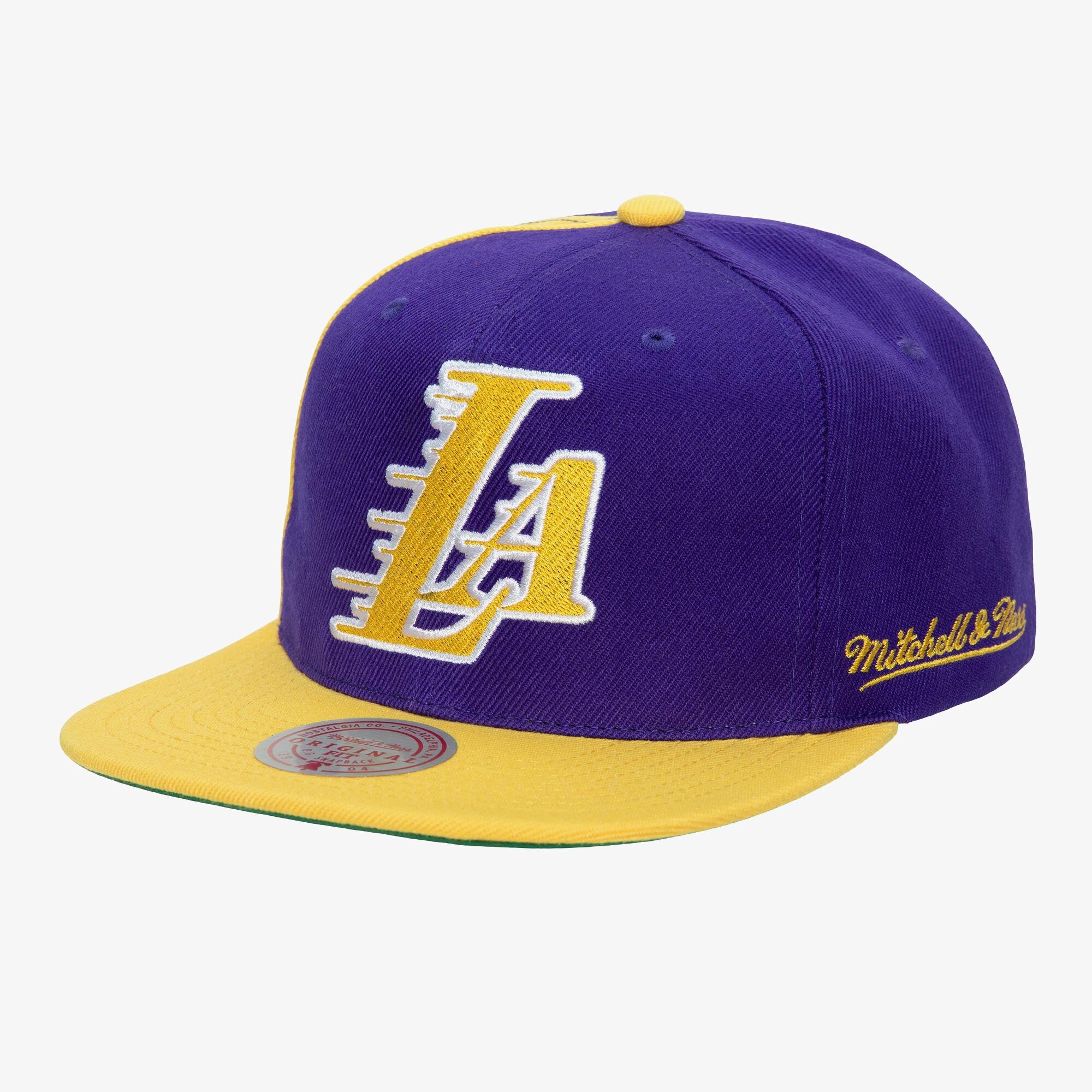 MENS MITCHELL & NESS NBA REAR SCRIPT DEADSTOCK SNAPBACK LAKERS - PURPLE-GOLD
