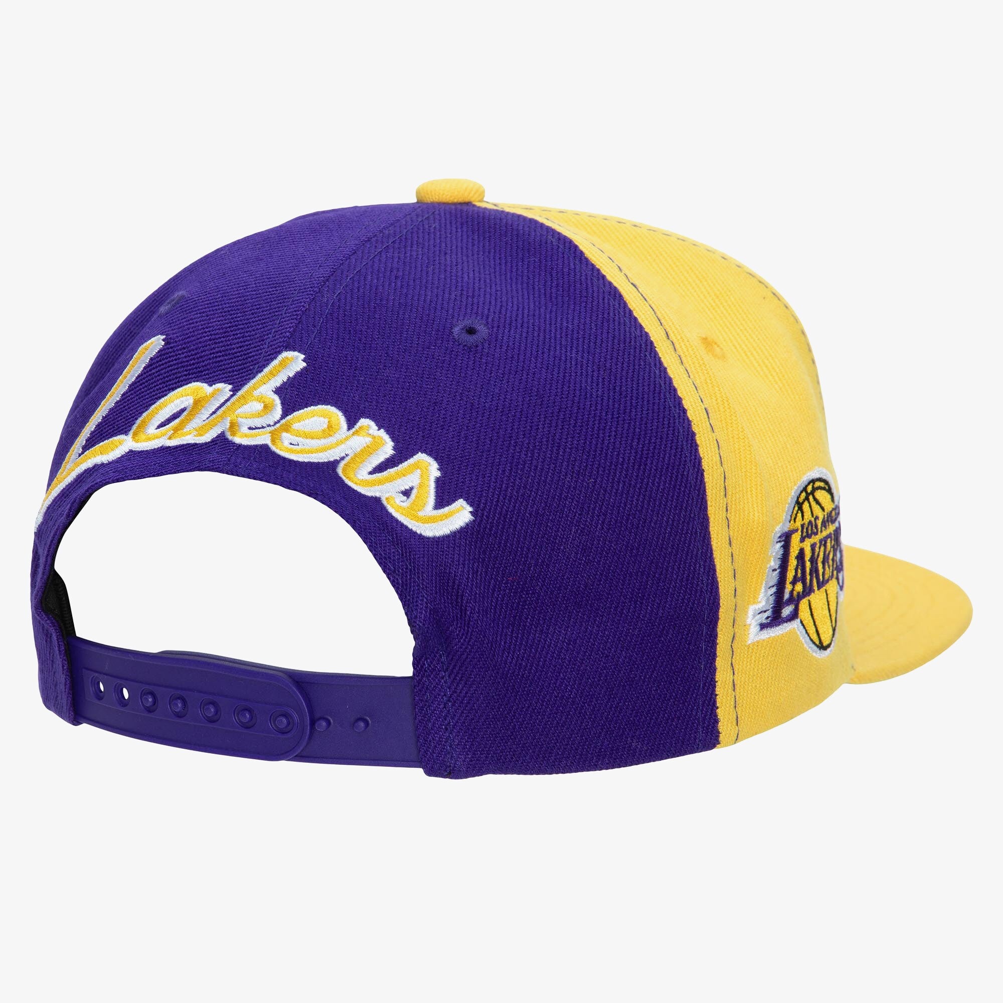 MENS MITCHELL & NESS NBA REAR SCRIPT DEADSTOCK SNAPBACK LAKERS - PURPLE-GOLD