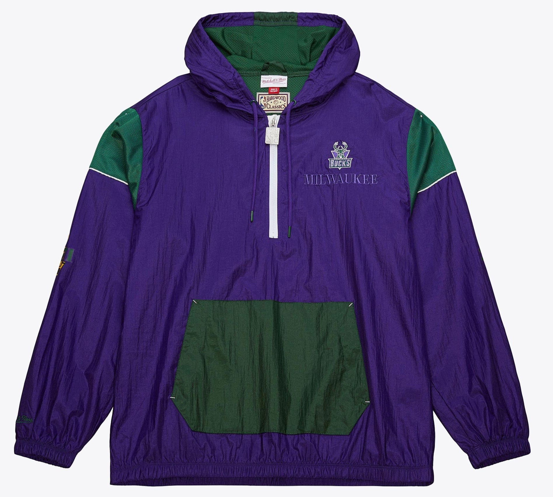MENS MITCHELL & NESS NBA TEAM OG 3.0 ANORAK VINTAGE LOGO BUCKS