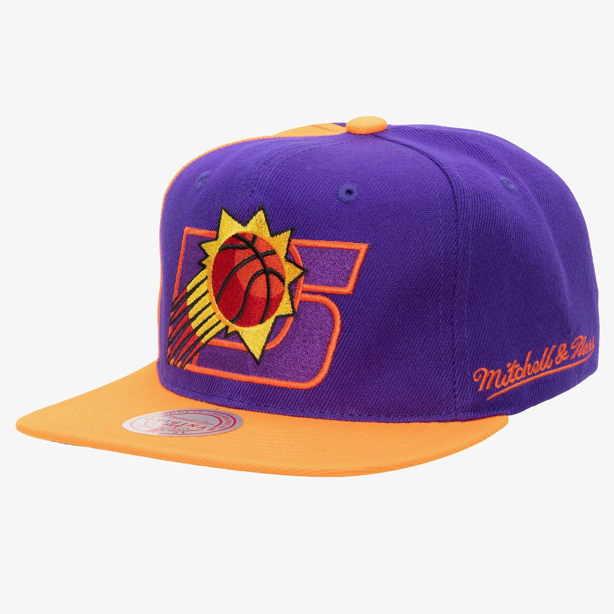 MENS MITCHELL & NESS NBA REAR SCRIPT DEADSTOCK SNAPBACK HWC SUNS - PURPLE-ORANGE