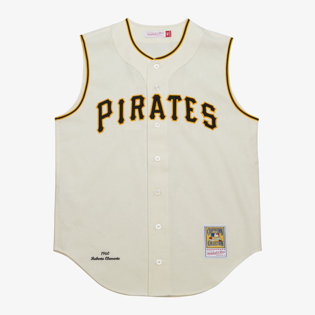 MENS MITCHELL & NESS MLB CREAM VEST PIRATES 1960 ROBERTO CLEMENTE