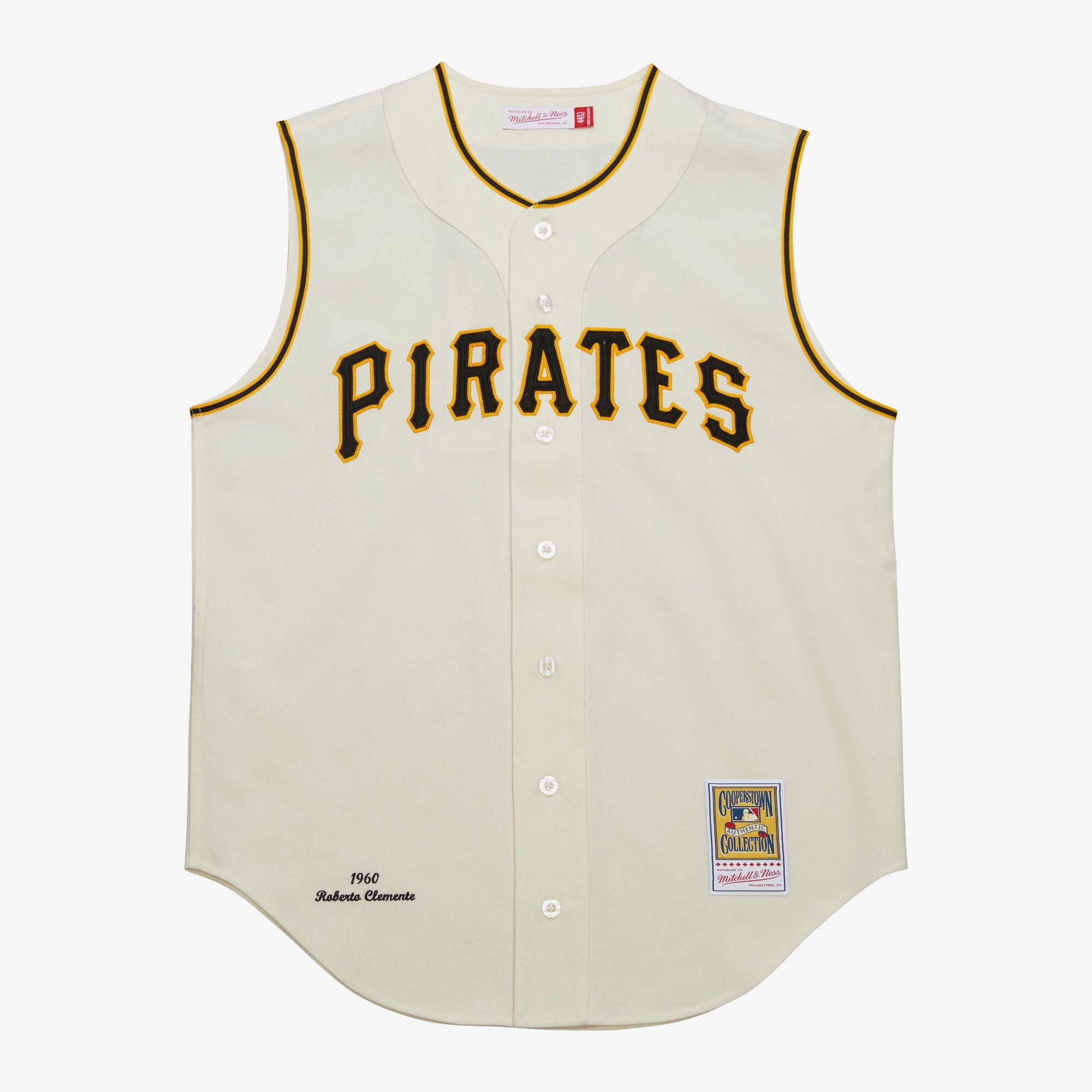 MENS MITCHELL & NESS MLB CREAM VEST PIRATES 1960 ROBERTO CLEMENTE