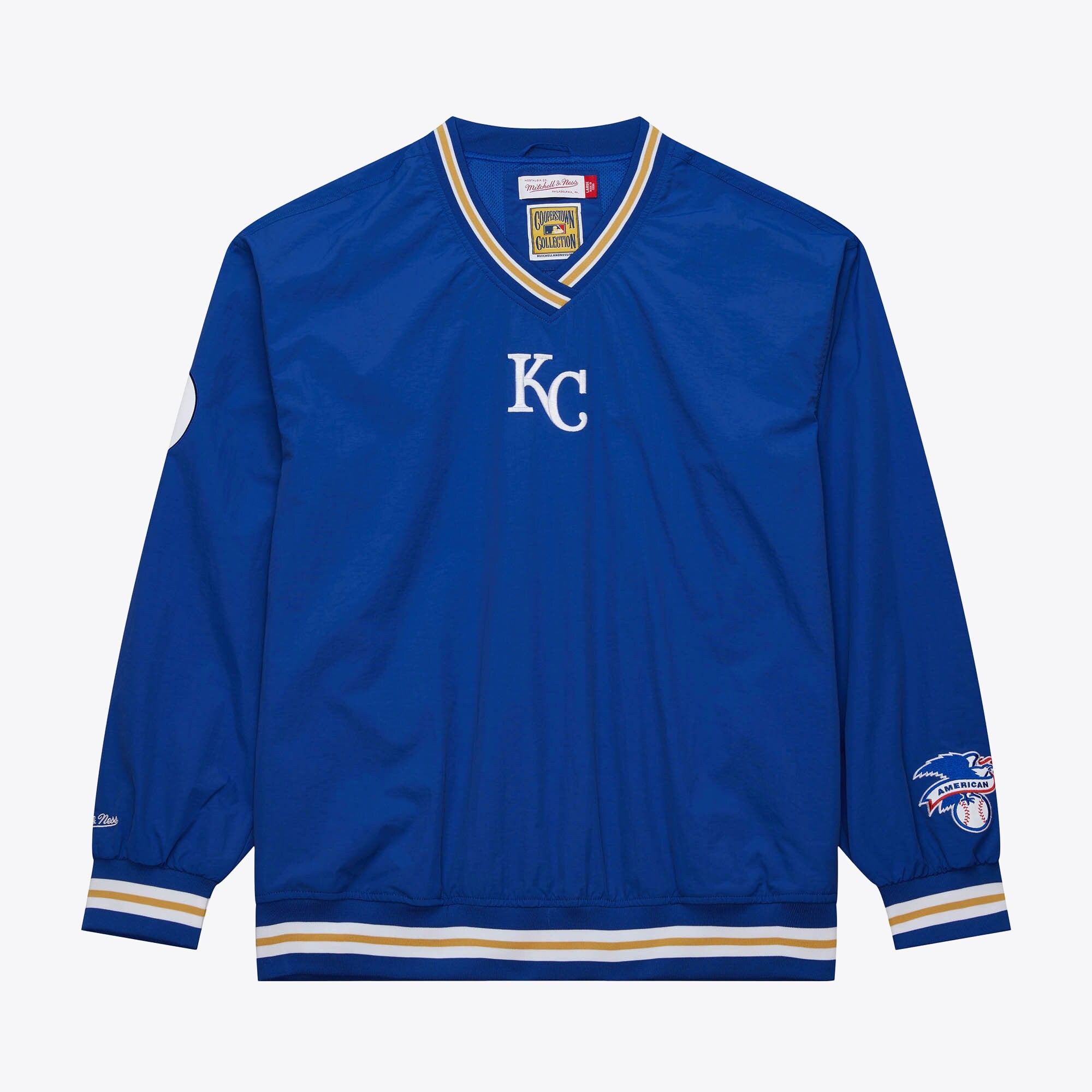 Mens Mitchell & Ness MLB CLASSIC NYLON PULLOVER VINTAGE LOGO ROYALS
