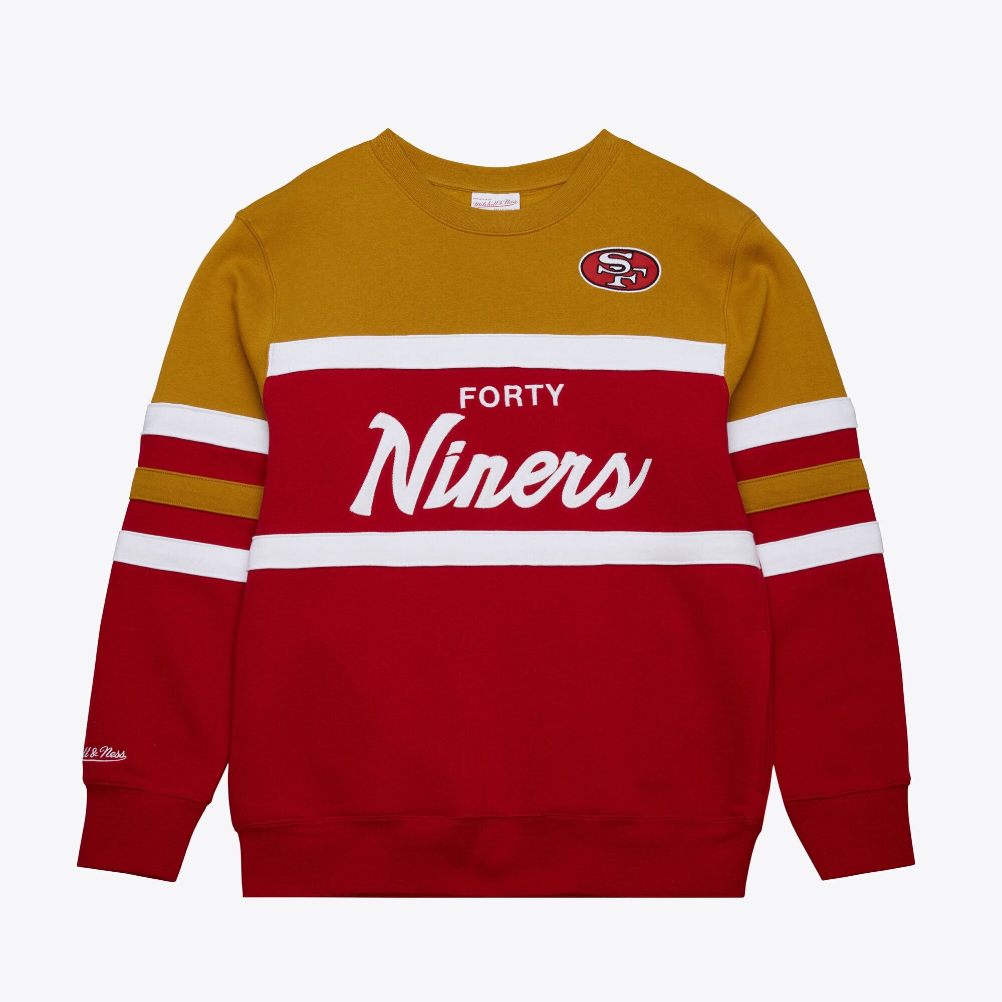 Mens Mitchell & Ness NFL HEAD COACH FLEECE CREW VINTAGE LOGO 49ERS