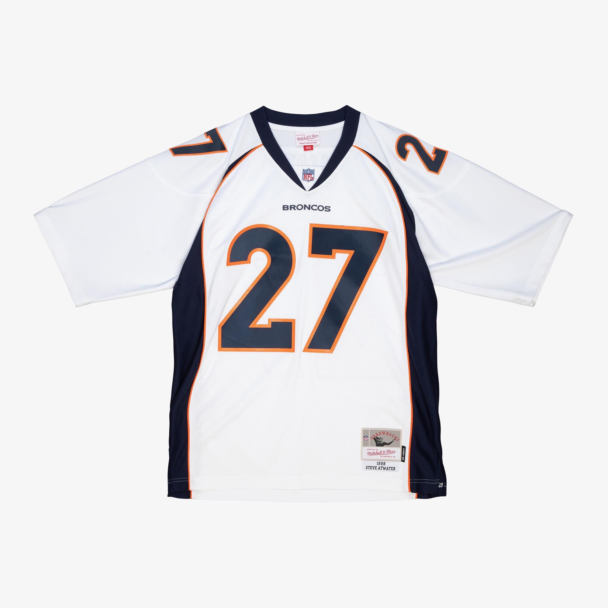Mens Mitchell & Ness NFL WHITE JERSEY BRONCOS 1998 STEVE ATWATER