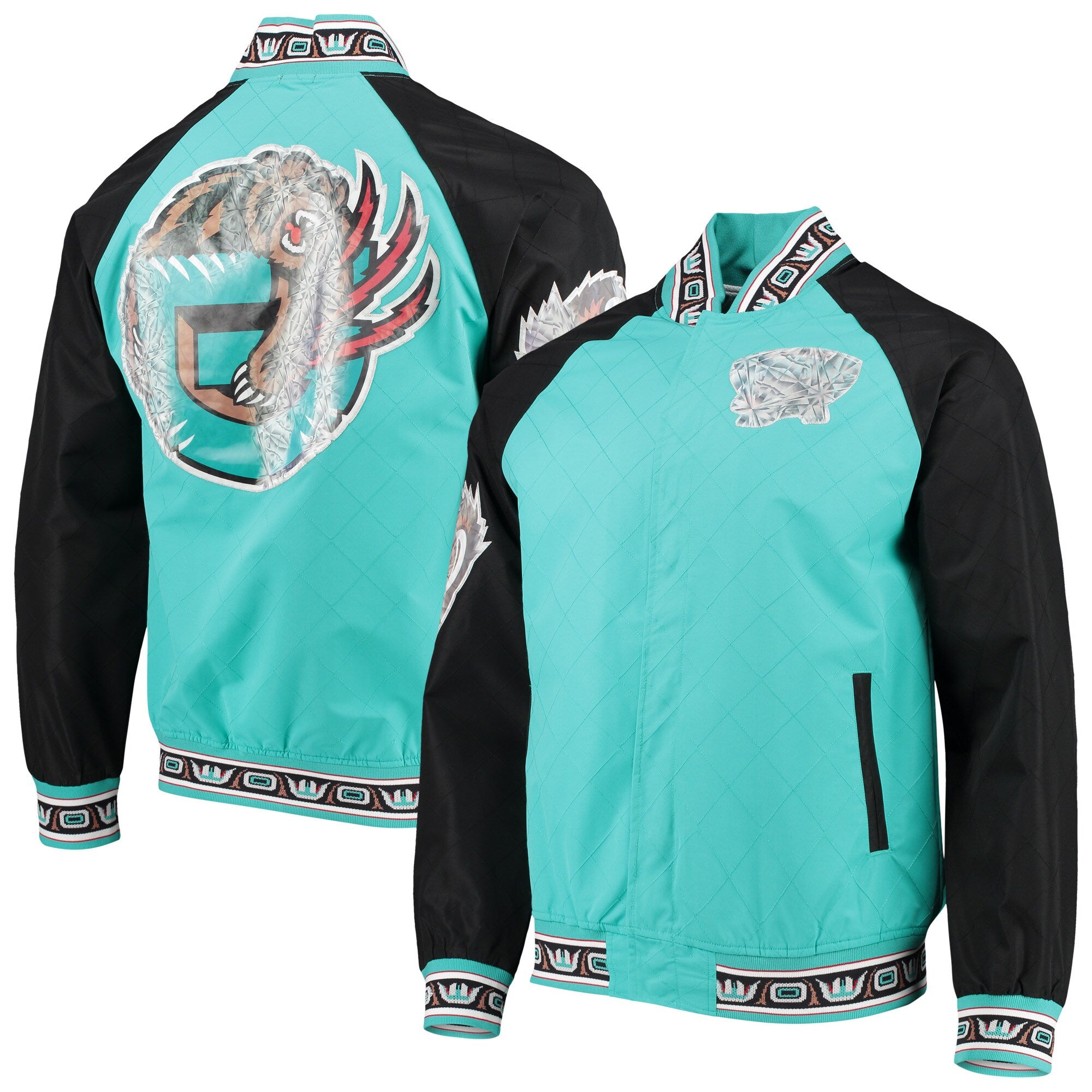 [OJBF1201-VGRYYPPPLTTL] MENS MITCHELL & NESS 75TH ANNI WARM UP JACKET GRIZZLIES