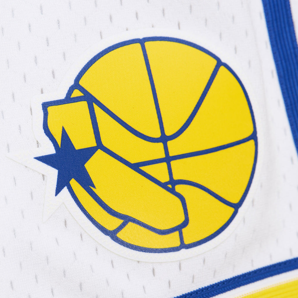 MENS MITCHELL & NESS NBA WHITE SHORTS WARRIORS 1990