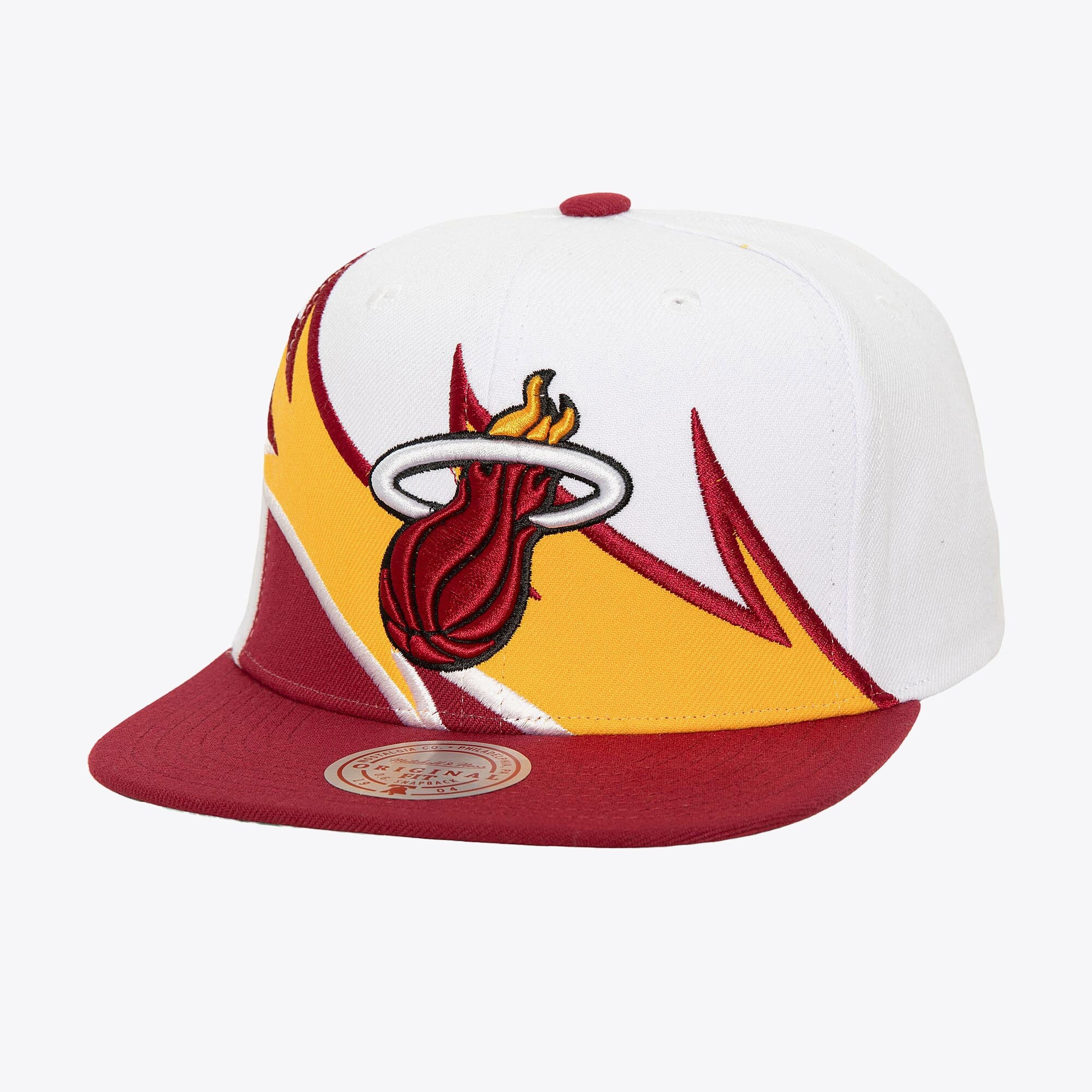 MENS MITCHELL & NESS NBA WAVERUNNER SNAPBACK HEAT - WHITE