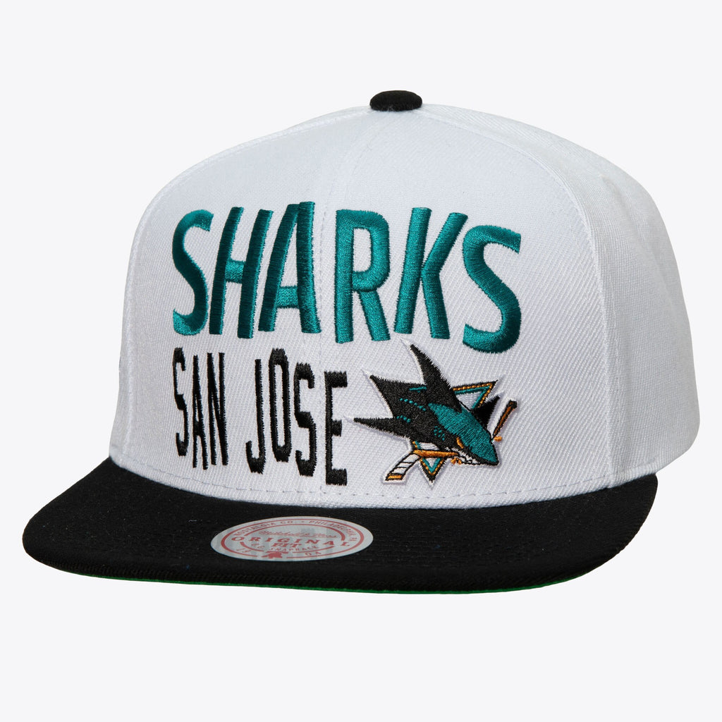 MENS MITCHELL & NESS NHL TOSS UP SNAPBACK SHARKS - WHITE