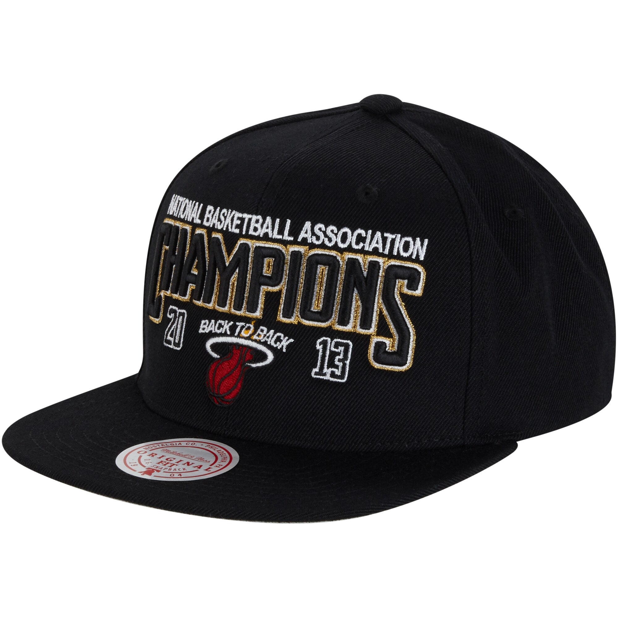 MENS MITCHELL & NESS NBA CHAMPS SNAPBACK HWC HEAT - BLACK