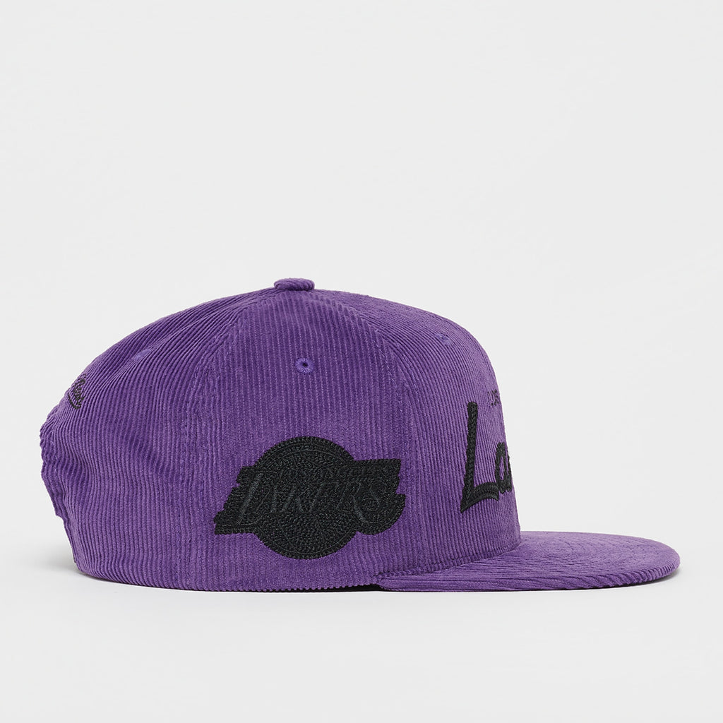 MENS MITCHELL & NESS NBA CORD SNAPBACK LAKERS