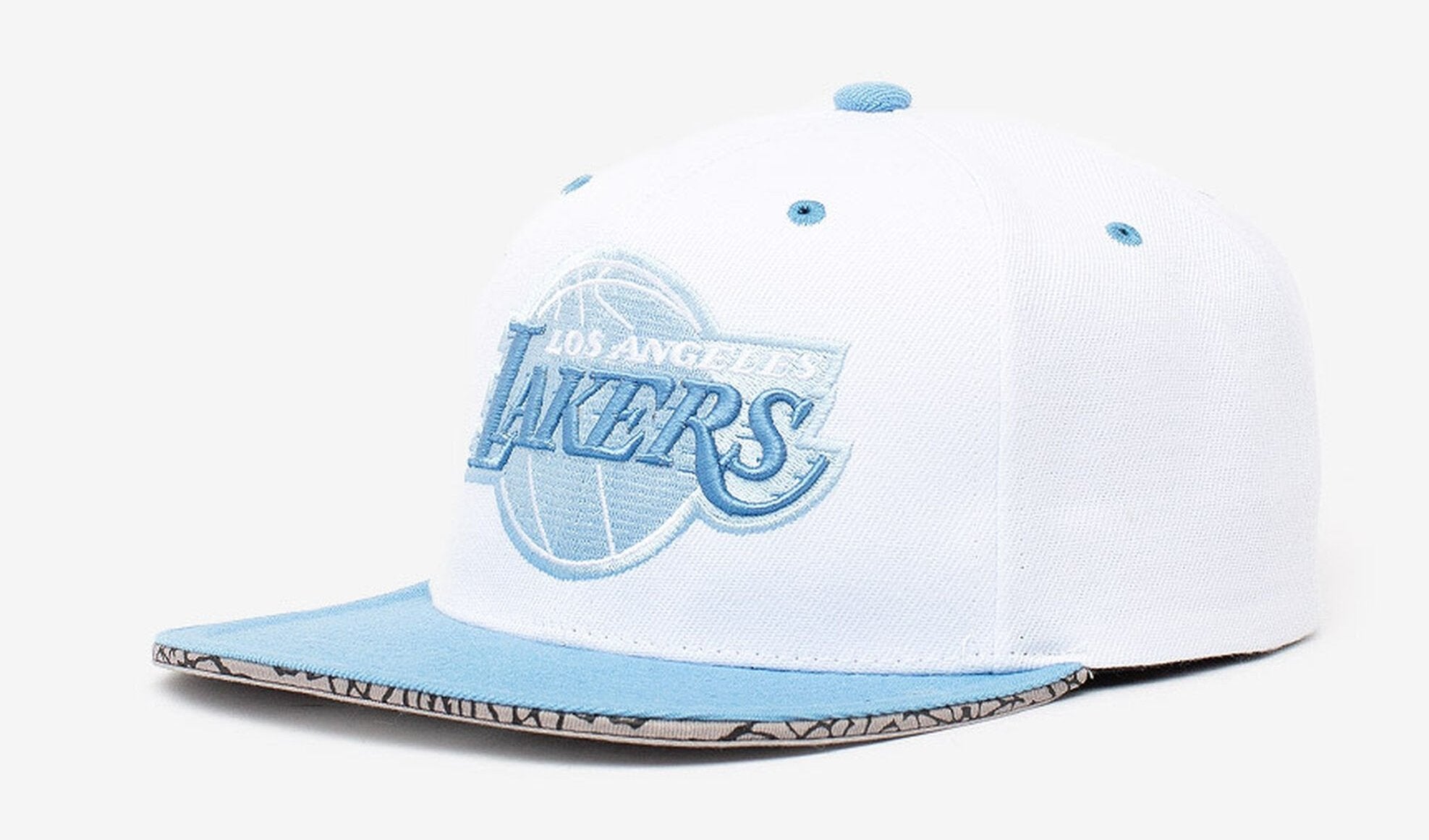 MENS MITCHELL & NESS NBA THREE COLLECTION SNAPBACK LAKERS - WHITE-LIGHT BLUE