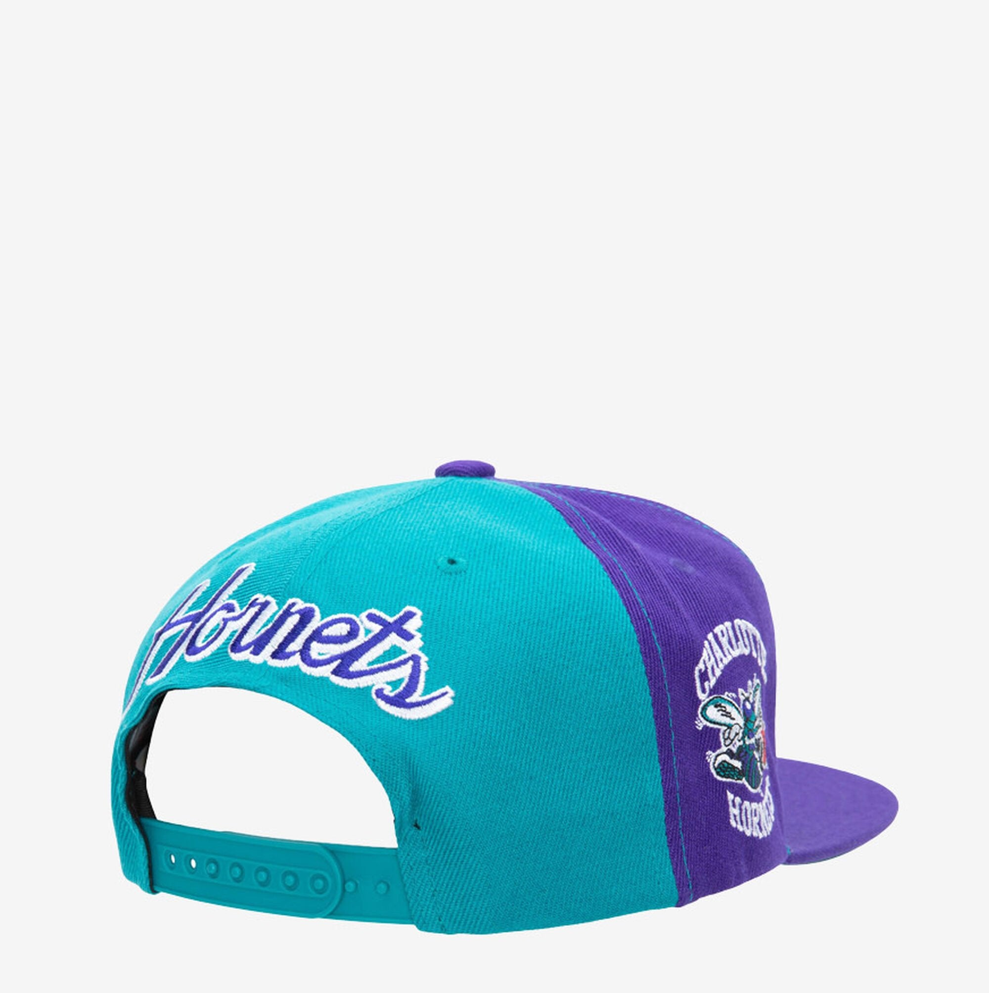 MENS MITCHELL & NESS NBA REAR SCRIPT DEADSTOCK SNAPBACK HORNETS - TEAL-PURPLE