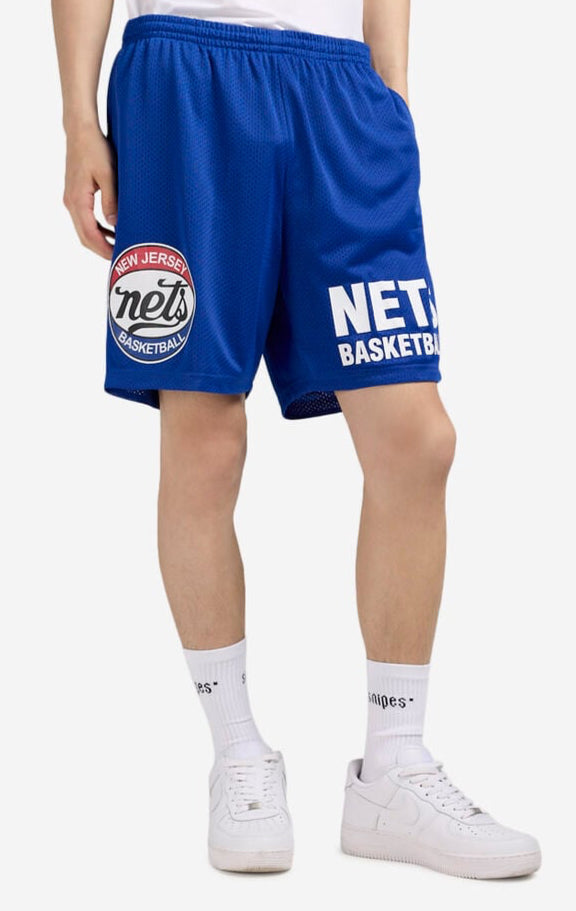 MENS MITCHELL & NESS NBA GAMEDAY MESH 7IN SHORTS VINTAGE LOGO NETS