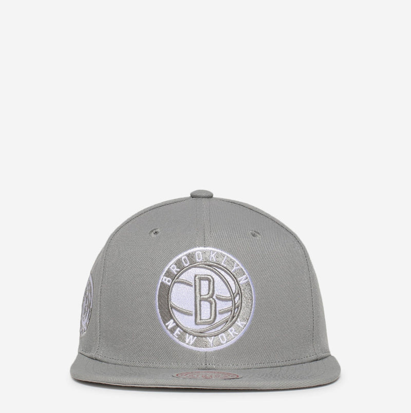 MENS MITCHELL & NESS NBA BACK TO BASICS SNAPBACK NETS - GREY