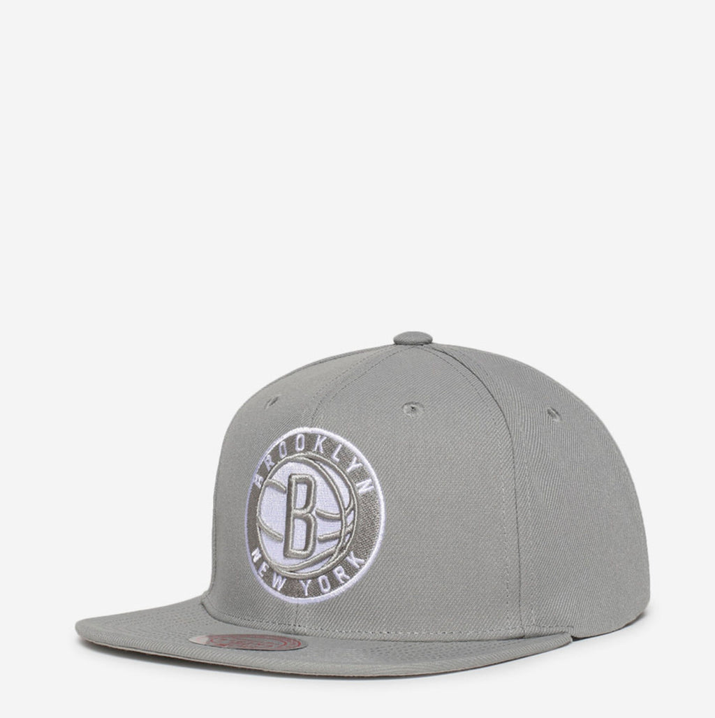 MENS MITCHELL & NESS NBA BACK TO BASICS SNAPBACK NETS - GREY