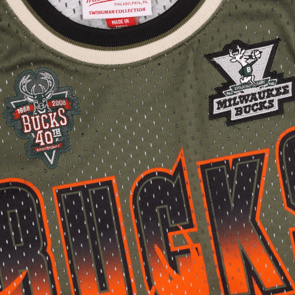 MENS MITCHELL & NESS FLIGHT SWINGMAN JERSEY BUCKS 1996 RAY ALLEN