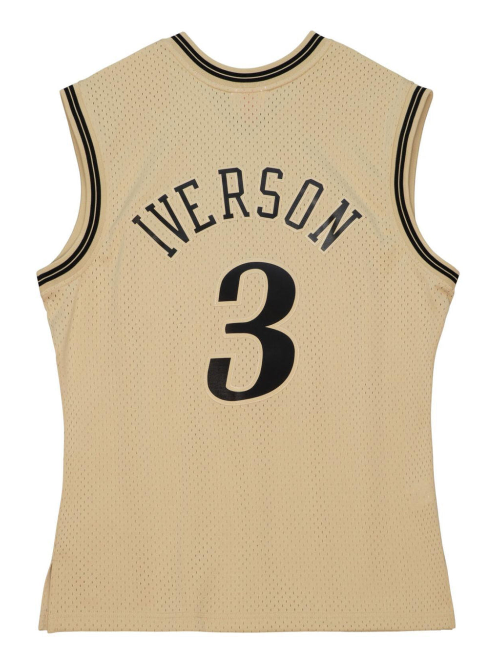 MENS MITCHELL & NESS KHAKI BLACK SWINGMAN JERSEY 76ERS 2000 ALLEN IVERSON