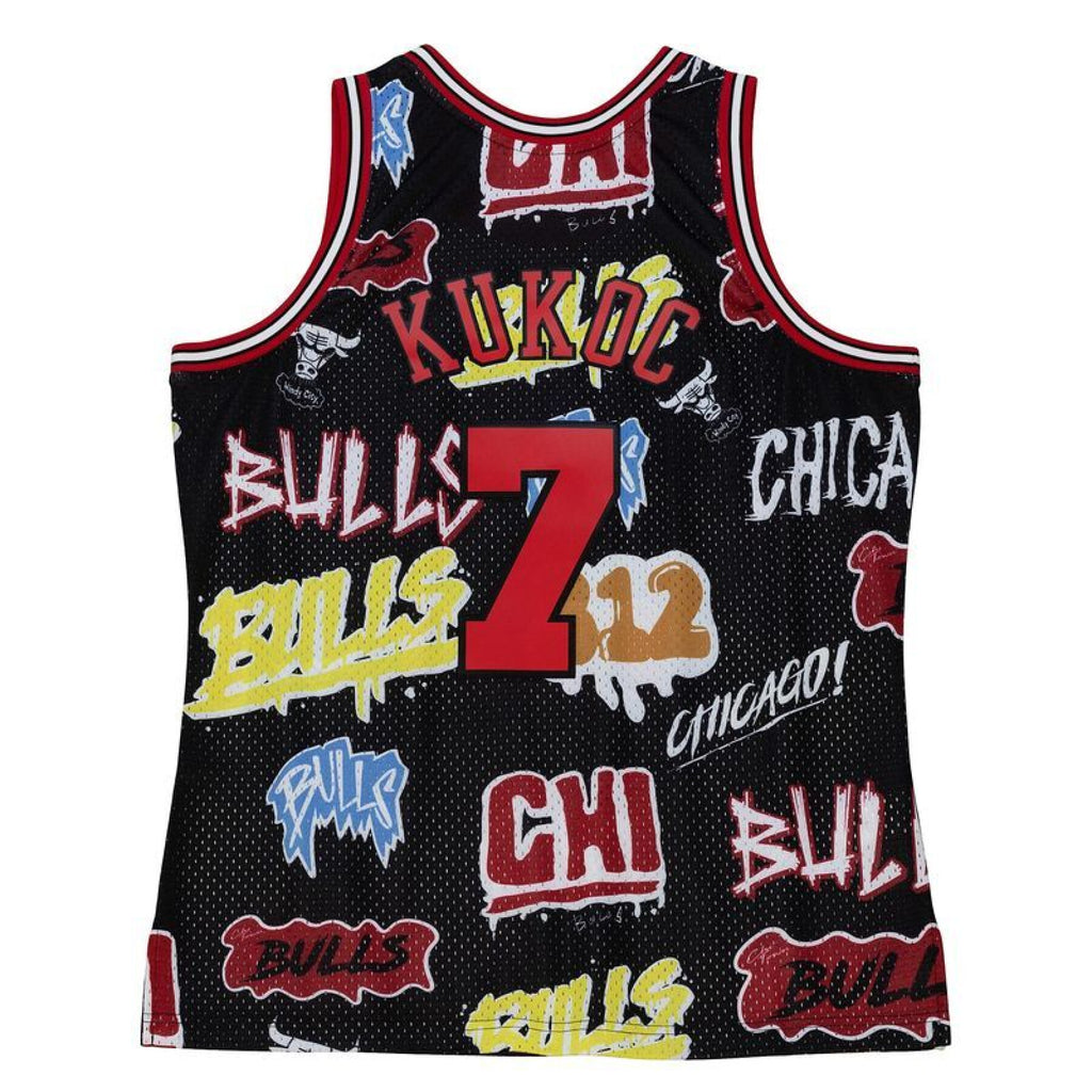 MENS MITCHELL & NESS SLAP STICKER SWINGMAN JERSEY BULLS 1997 TONI KUKOC