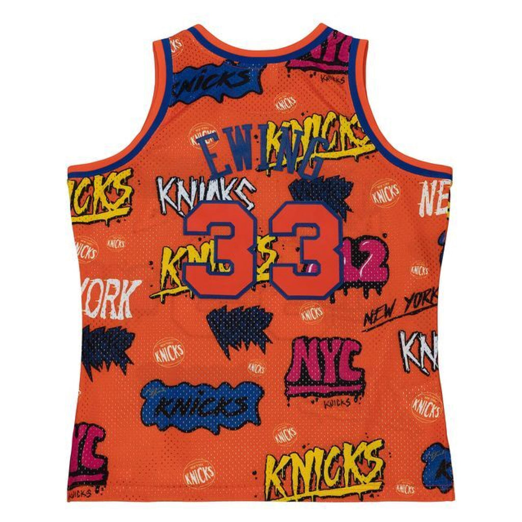 MENS MITCHELL & NESS SLAP STICKER SWINGMAN JERSEY KNICKS 1991 PATRICK EWING