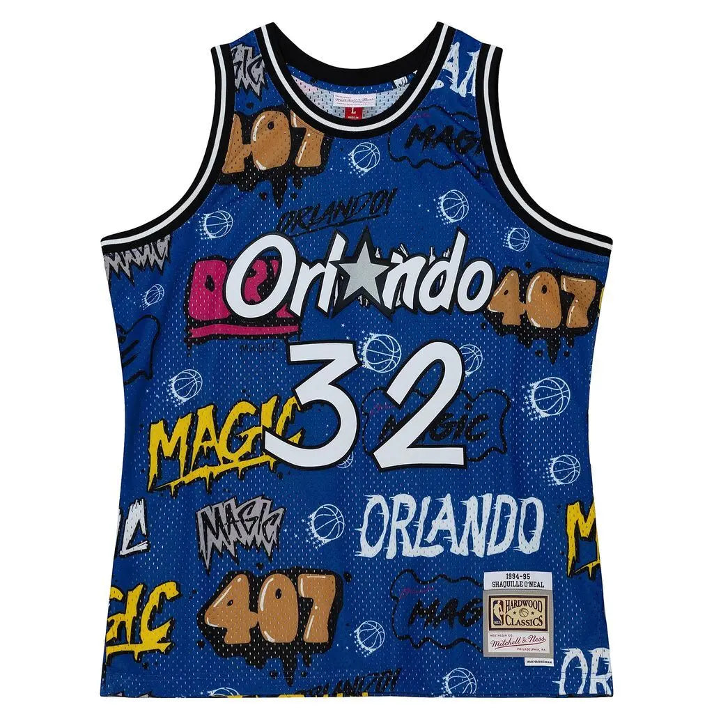 MENS MITCHELL & NESS SLAP STICKER SWINGMAN JERSEY MAGIC 1994 SHAQUILLE O'NEAL