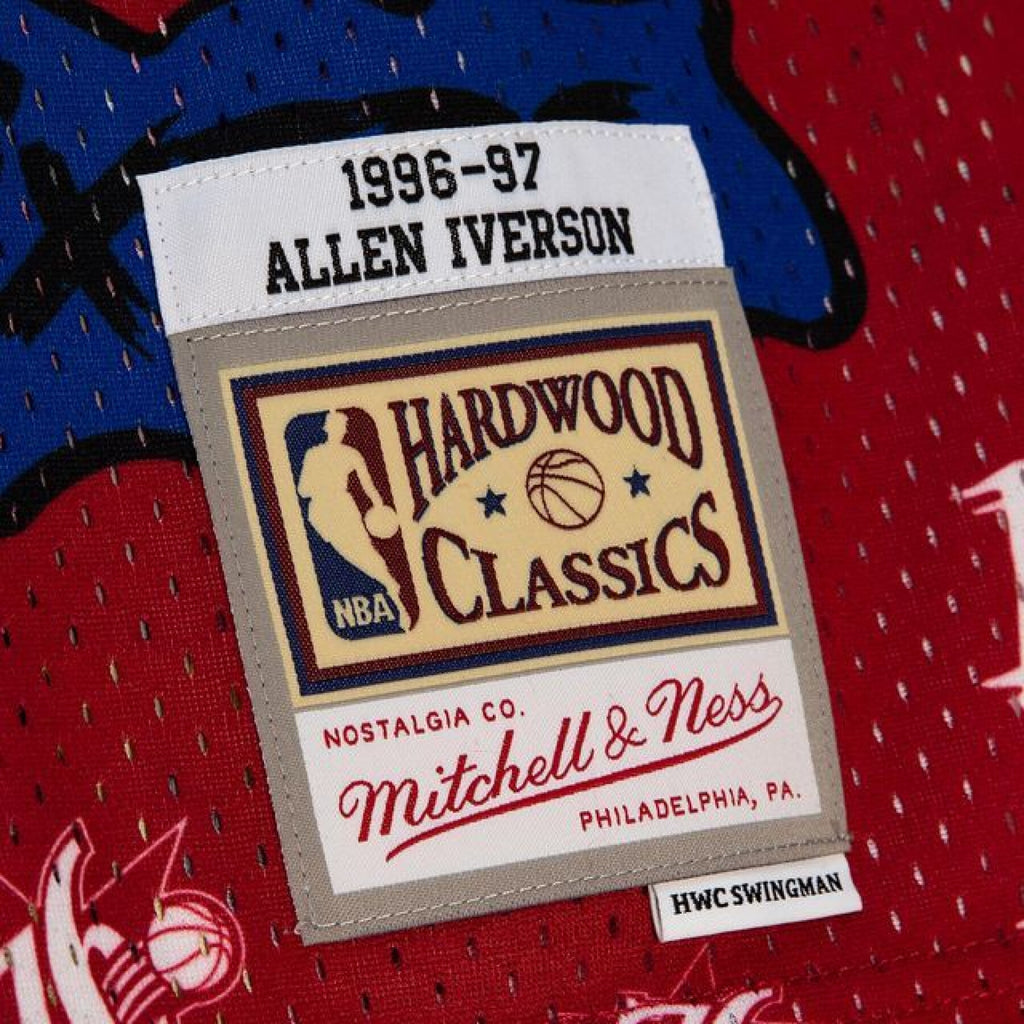 MENS MITCHELL & NESS SLAP STICKER SWINGMAN JERSEY 76ERS 1996 ALLEN IVERSON